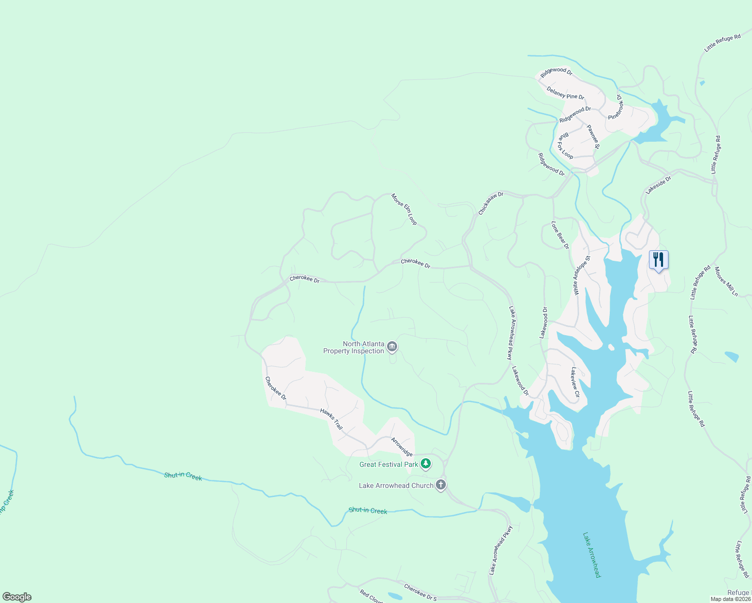 map of restaurants, bars, coffee shops, grocery stores, and more near 153 Morse Elm Court in Waleska