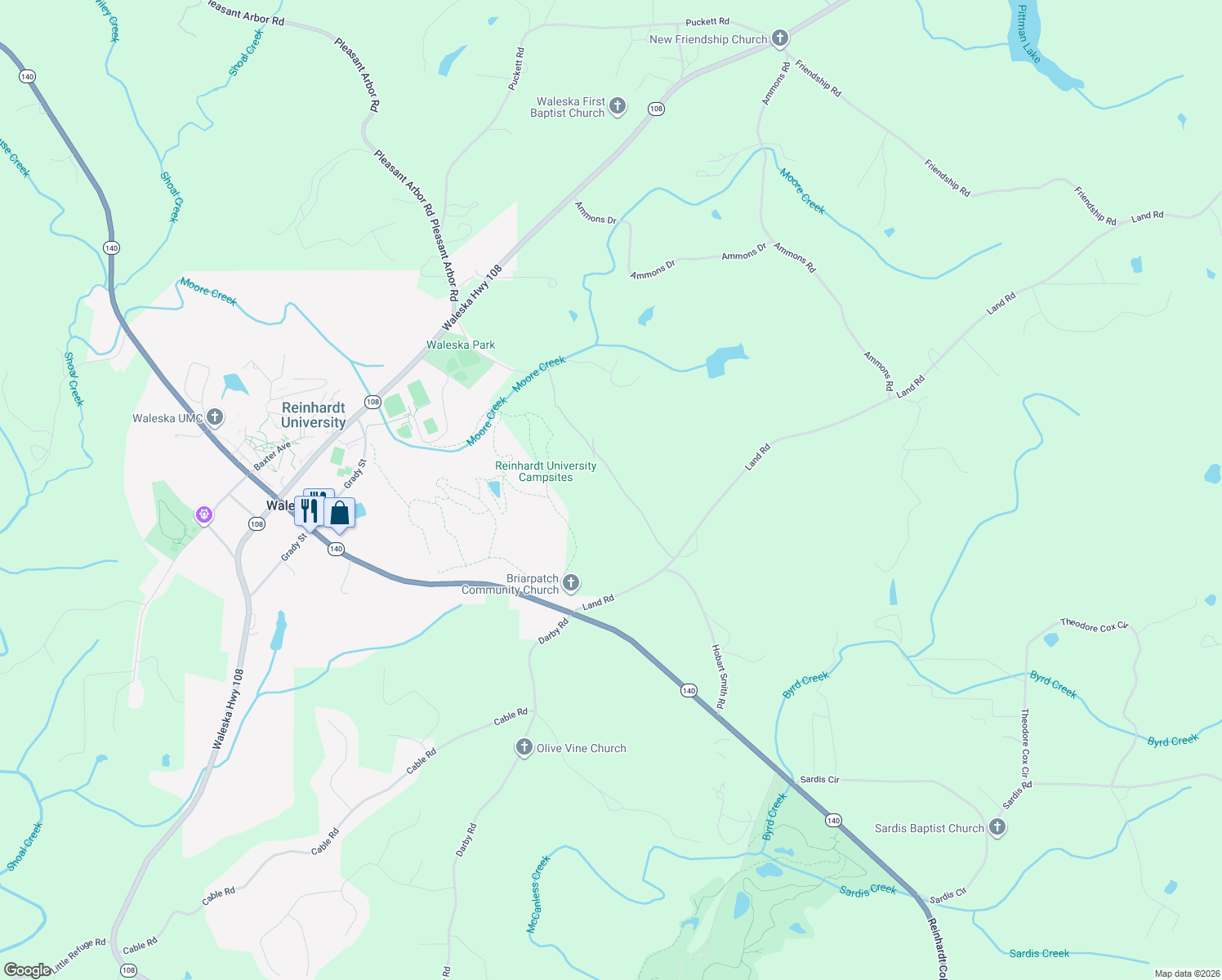 map of restaurants, bars, coffee shops, grocery stores, and more near 439 Land Road in Canton