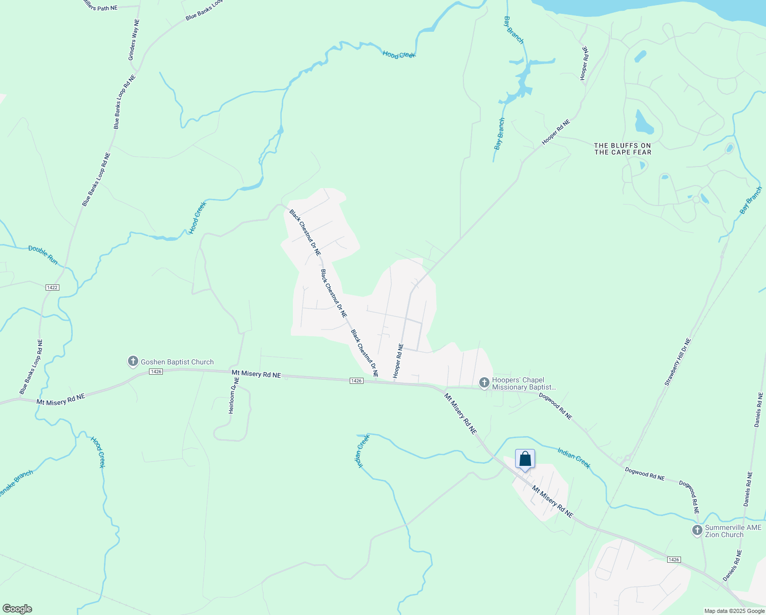 map of restaurants, bars, coffee shops, grocery stores, and more near 4010 West Red Oak Drive in Leland