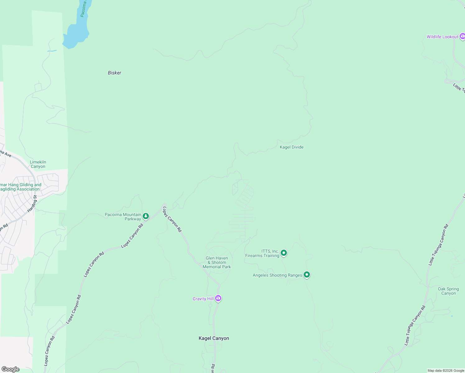 map of restaurants, bars, coffee shops, grocery stores, and more near Purple Ridge Road in Los Angeles County