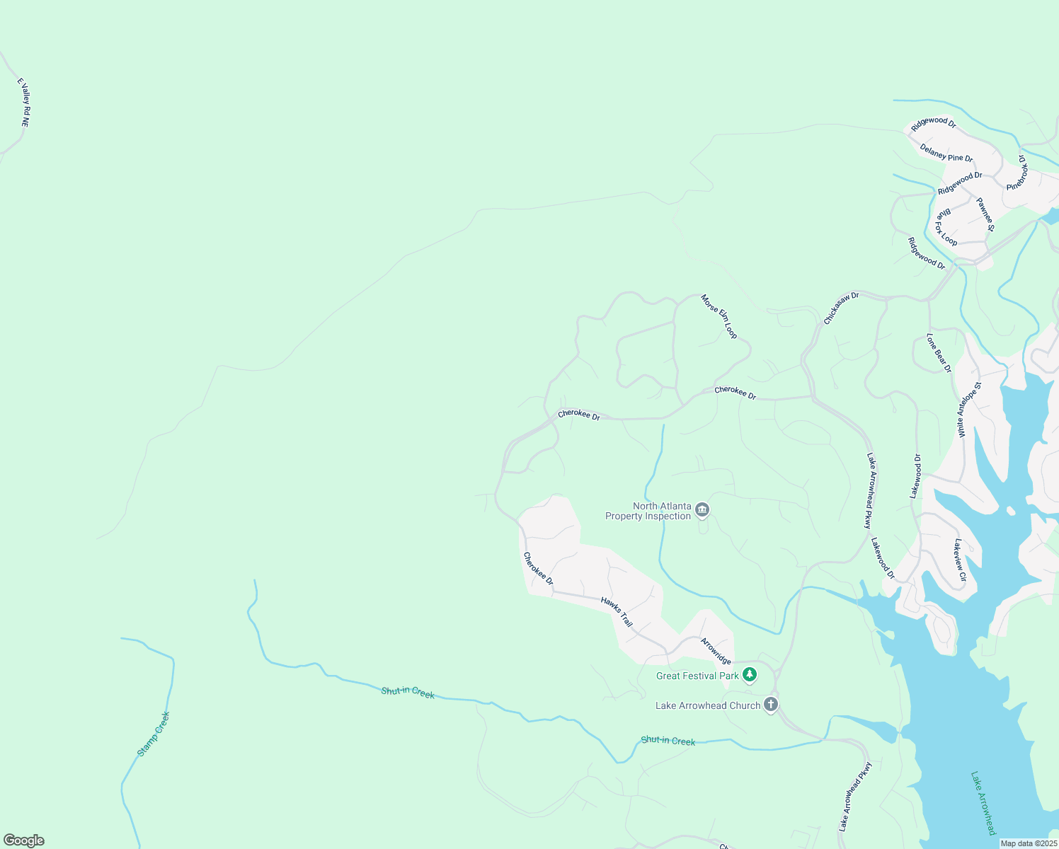 map of restaurants, bars, coffee shops, grocery stores, and more near 284 Cherokee Drive in Waleska