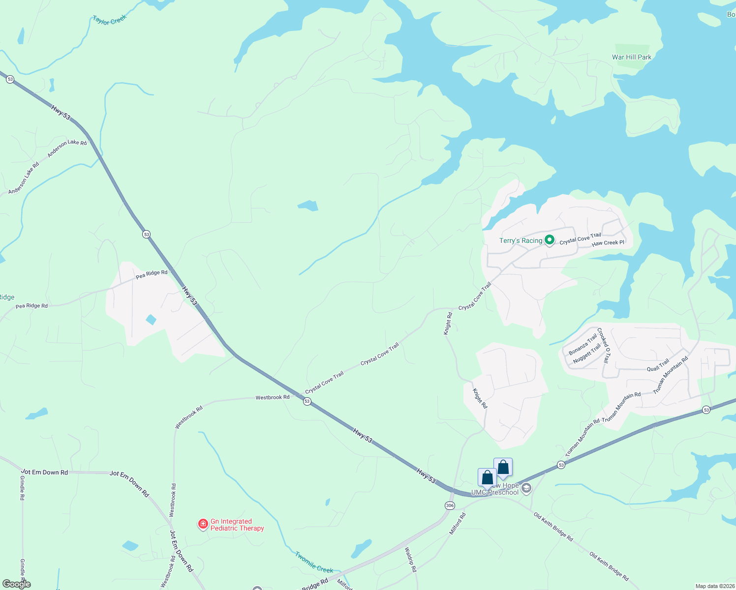 map of restaurants, bars, coffee shops, grocery stores, and more near 6010 Antler Drive in Gainesville
