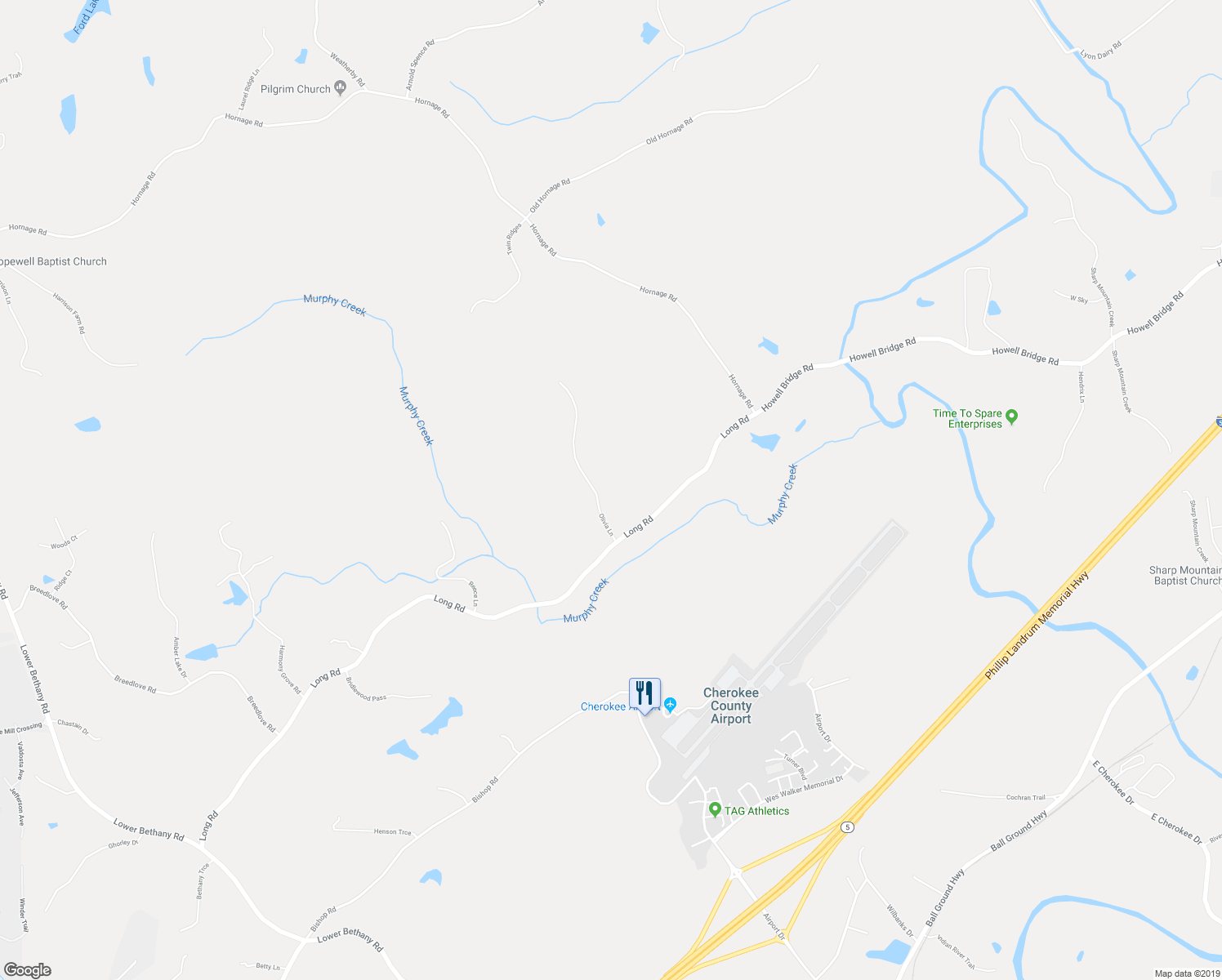 map of restaurants, bars, coffee shops, grocery stores, and more near 160 Olivia Lane in Ball Ground