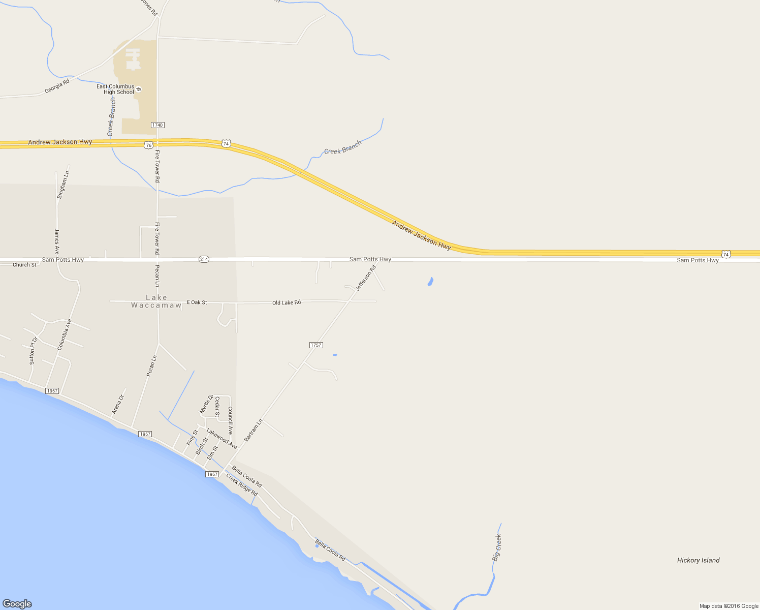 map of restaurants, bars, coffee shops, grocery stores, and more near 249 Jefferson Road in Lake Waccamaw