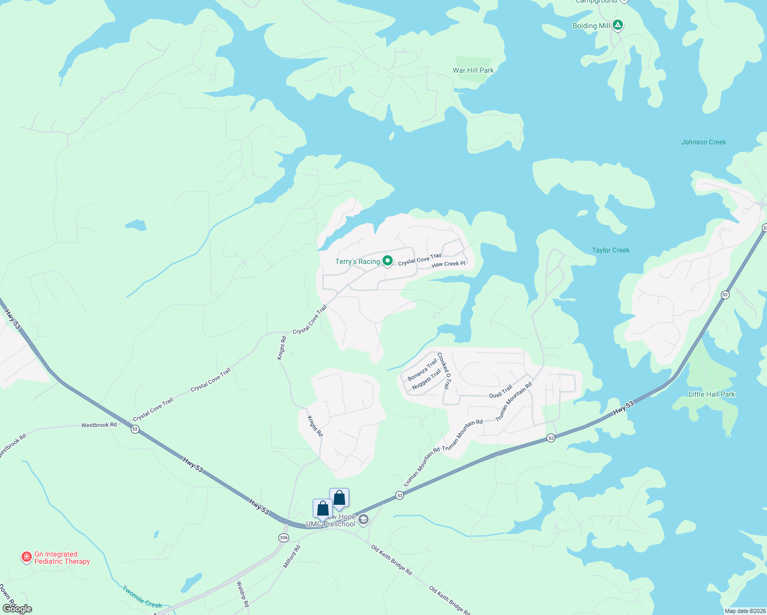 map of restaurants, bars, coffee shops, grocery stores, and more near 6385 Medlock Rd in Gainesville