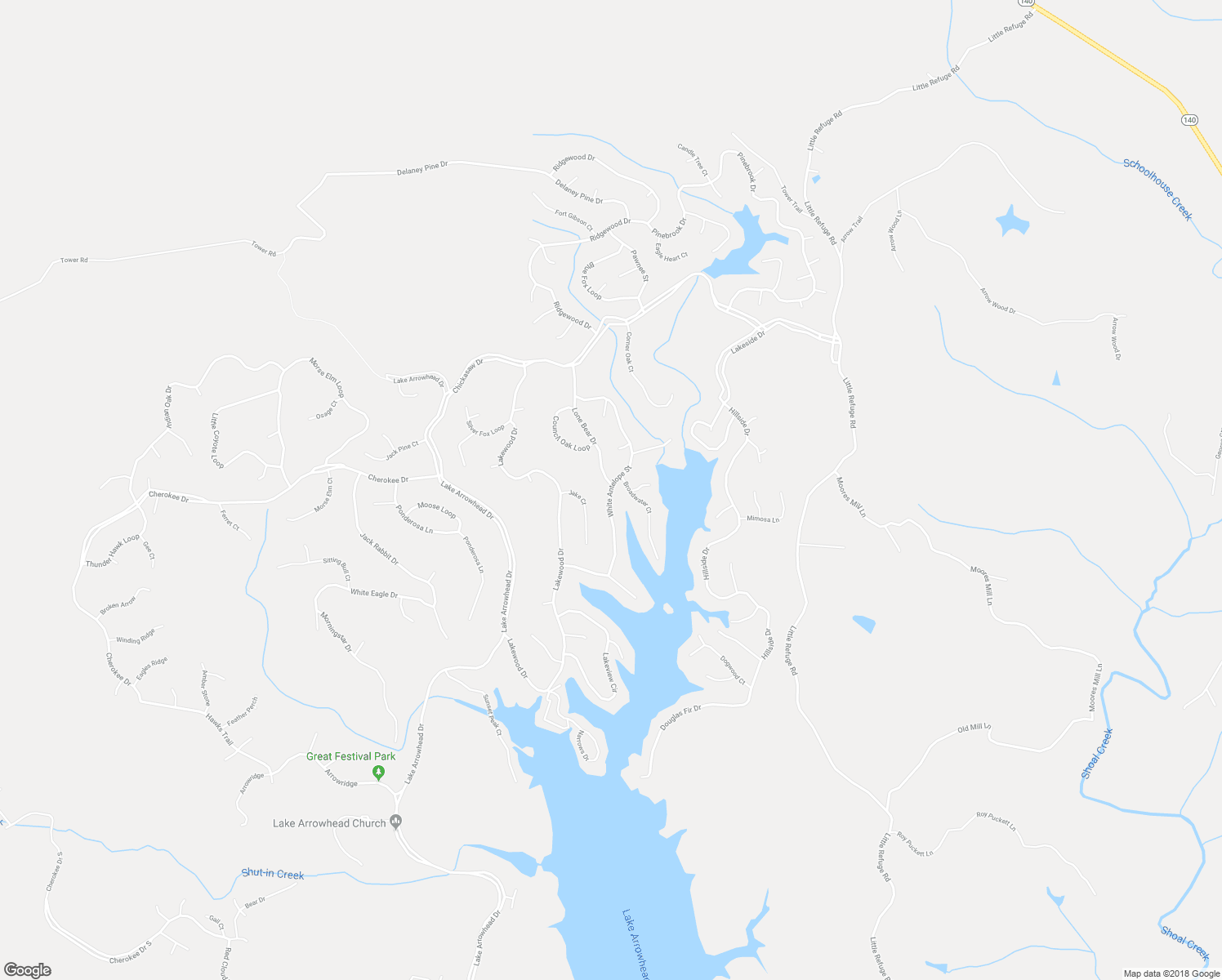 map of restaurants, bars, coffee shops, grocery stores, and more near 170 White Antelope Street in Waleska