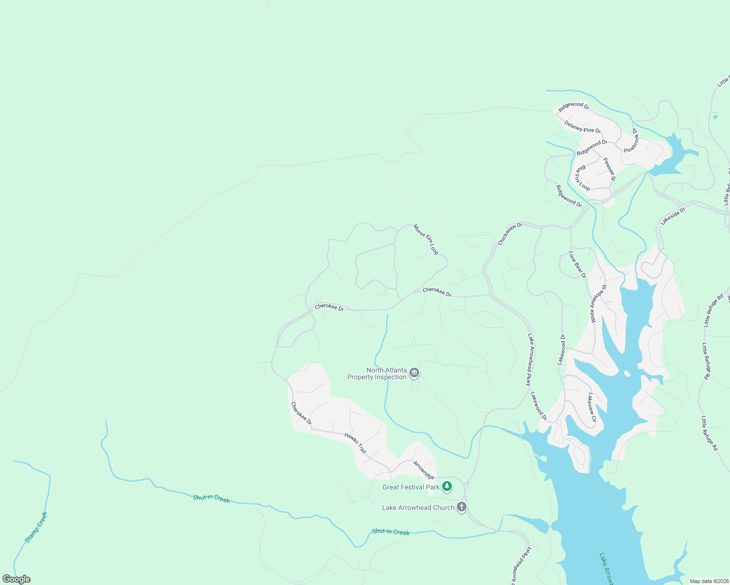 map of restaurants, bars, coffee shops, grocery stores, and more near 145 Little Coyote Loop in Waleska