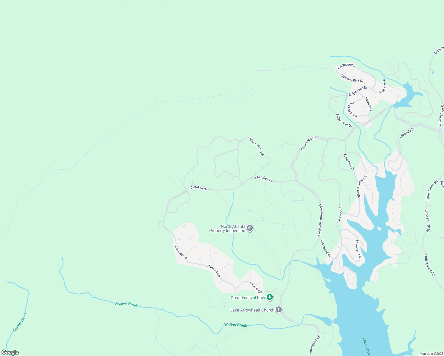 map of restaurants, bars, coffee shops, grocery stores, and more near 145 Little Coyote Loop in Waleska