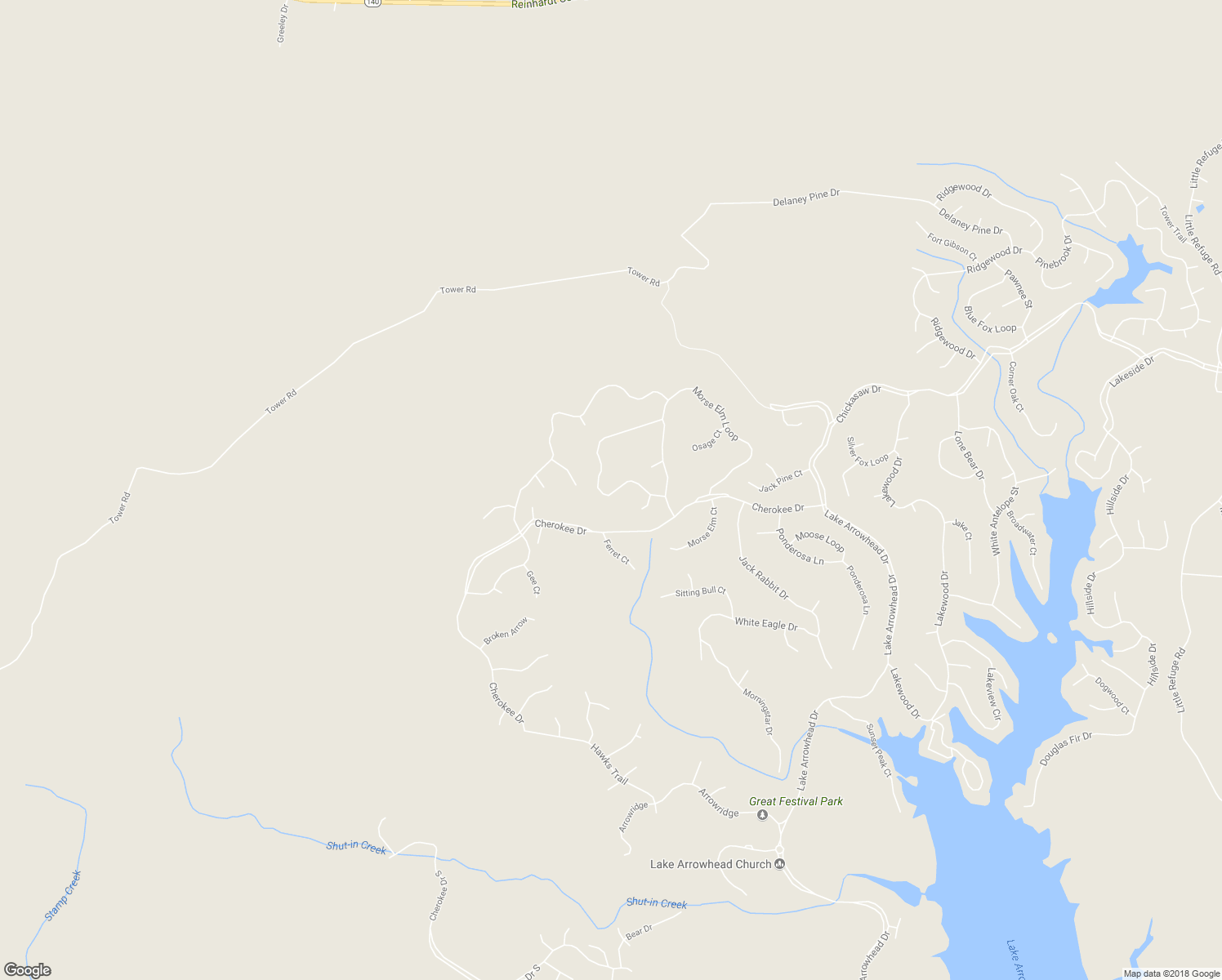 map of restaurants, bars, coffee shops, grocery stores, and more near 142 Little Coyote Loop in Waleska