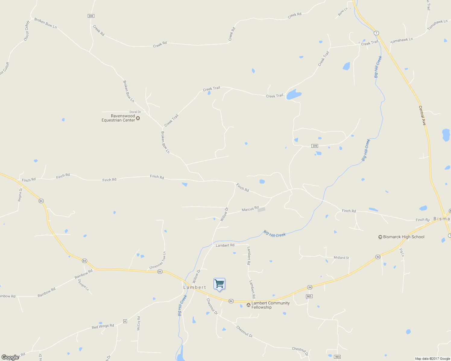 map of restaurants, bars, coffee shops, grocery stores, and more near 1776 Finch Road in Bismarck