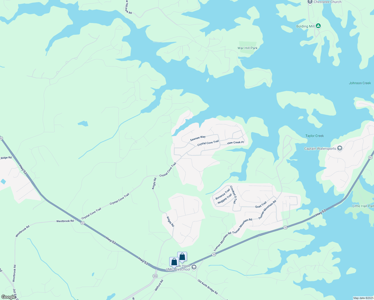 map of restaurants, bars, coffee shops, grocery stores, and more near 6405 Crystal Cove Trail in Gainesville