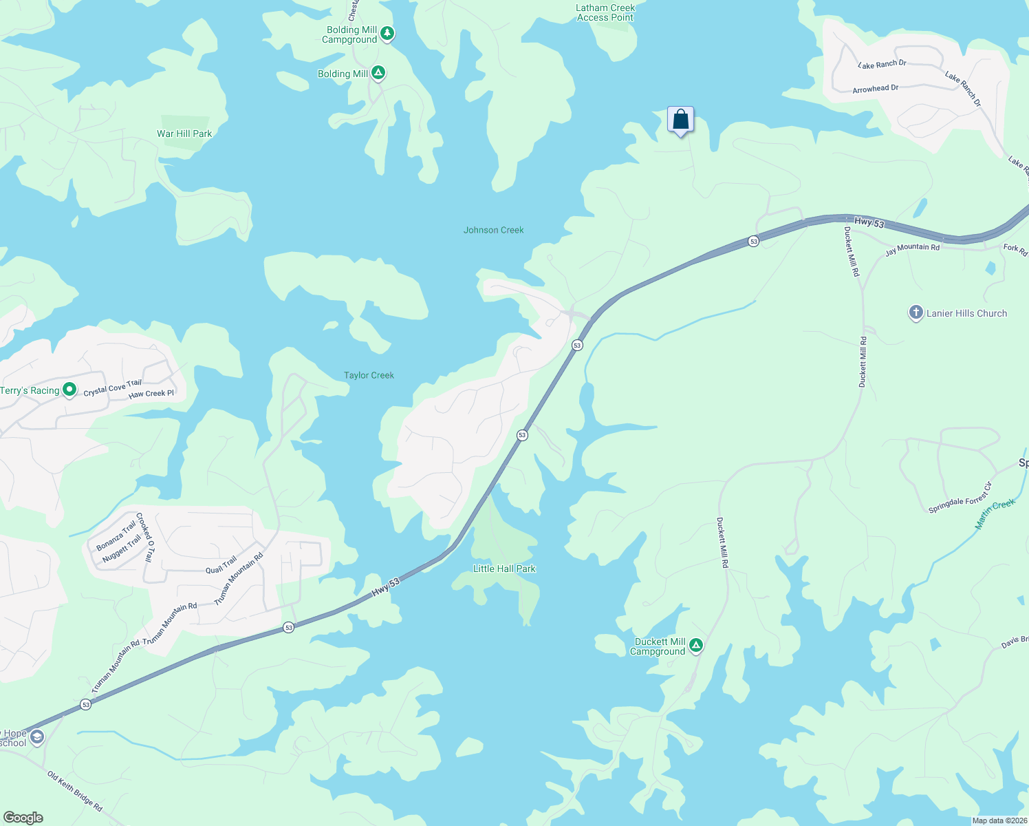 map of restaurants, bars, coffee shops, grocery stores, and more near 3532 Wake Run Court in Gainesville