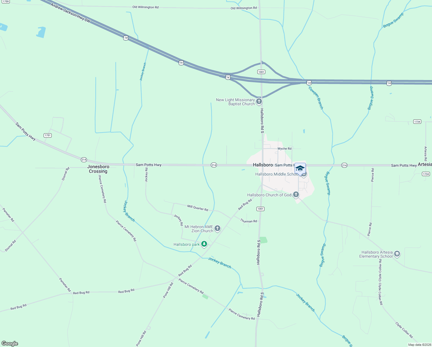 map of restaurants, bars, coffee shops, grocery stores, and more near 3818 Sam Potts Highway in Hallsboro