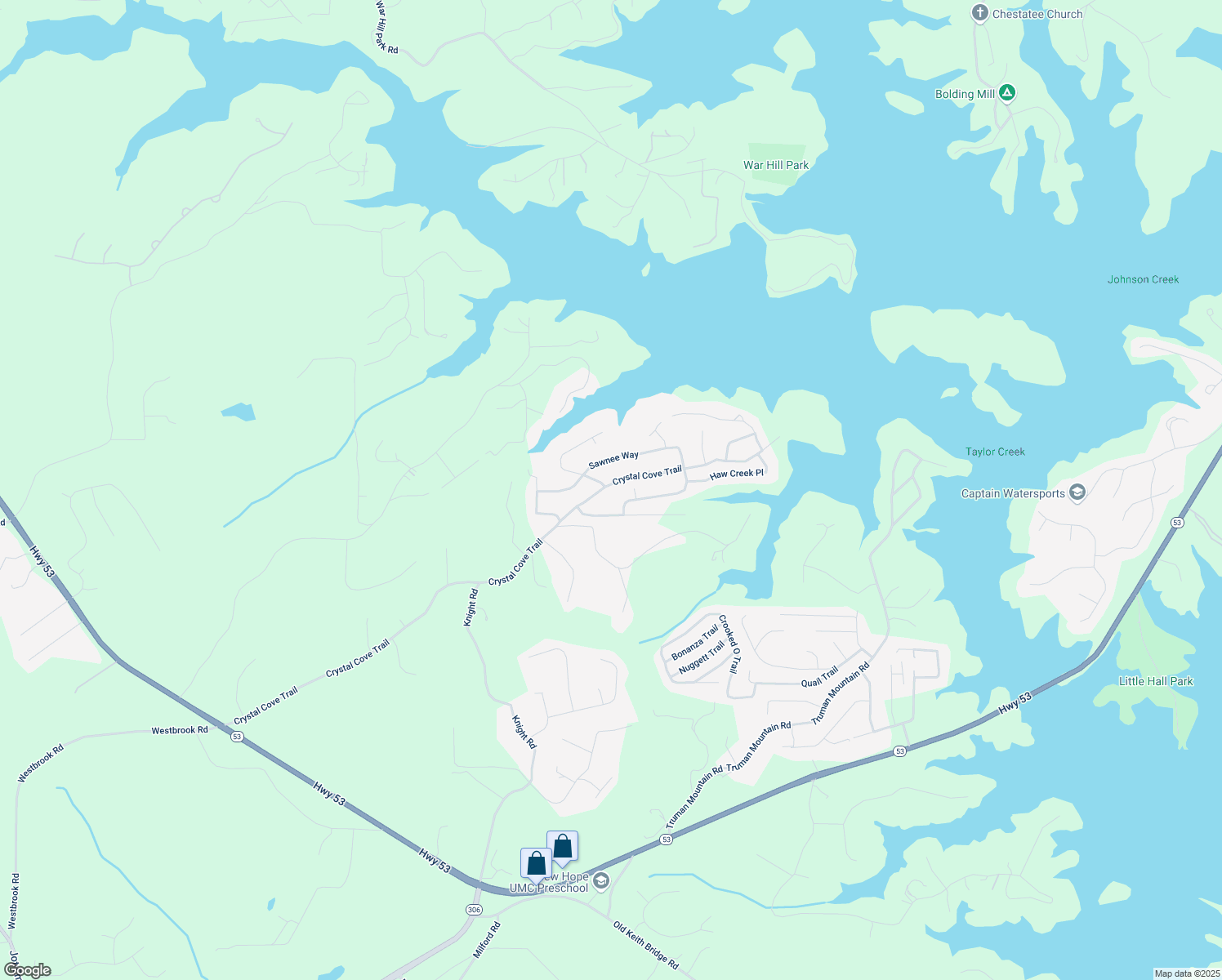map of restaurants, bars, coffee shops, grocery stores, and more near 6510 Crystal Cove Trail in Gainesville