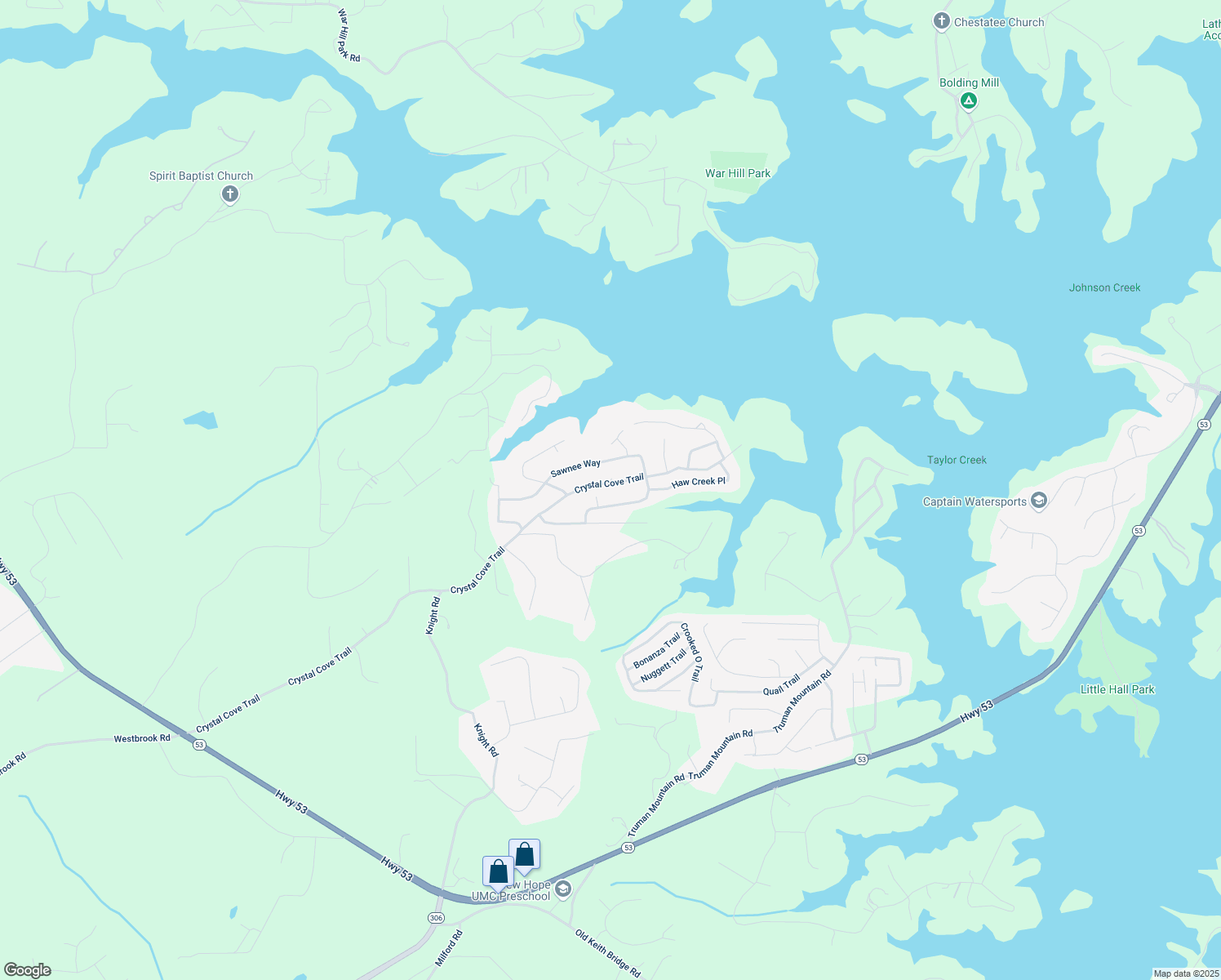 map of restaurants, bars, coffee shops, grocery stores, and more near 6600 Crystal Cove Trail in Gainesville