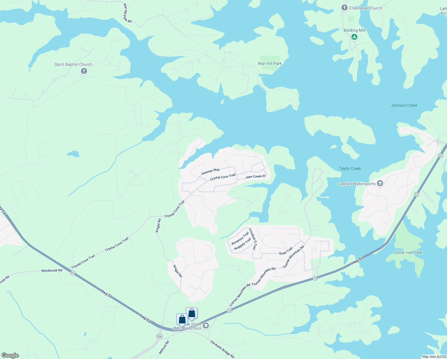map of restaurants, bars, coffee shops, grocery stores, and more near 6600 Crystal Cove Trail in Gainesville