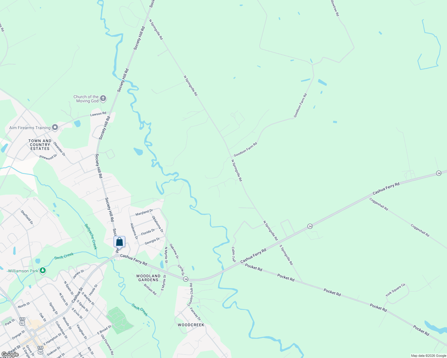 map of restaurants, bars, coffee shops, grocery stores, and more near 1140 Wildshall Road in Darlington