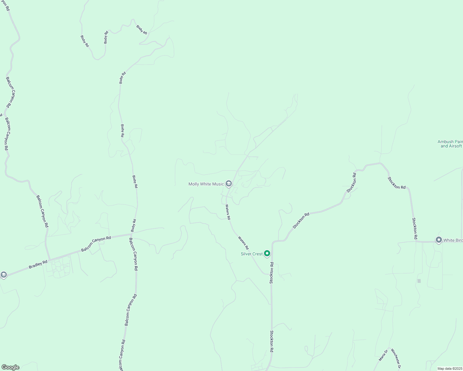 map of restaurants, bars, coffee shops, grocery stores, and more near Waters Road in Ventura County