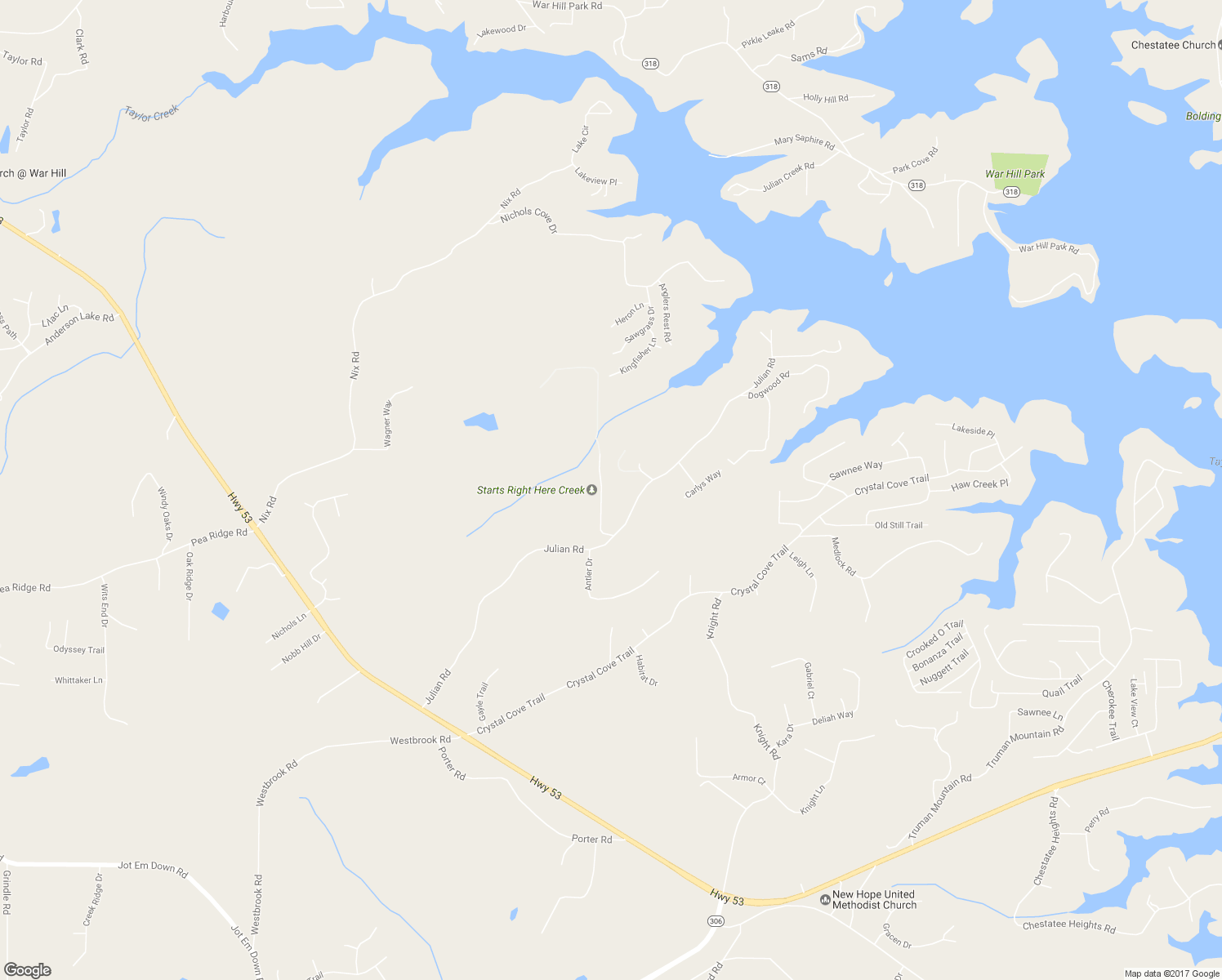 map of restaurants, bars, coffee shops, grocery stores, and more near 6160 Old Still Run Road in Gainesville