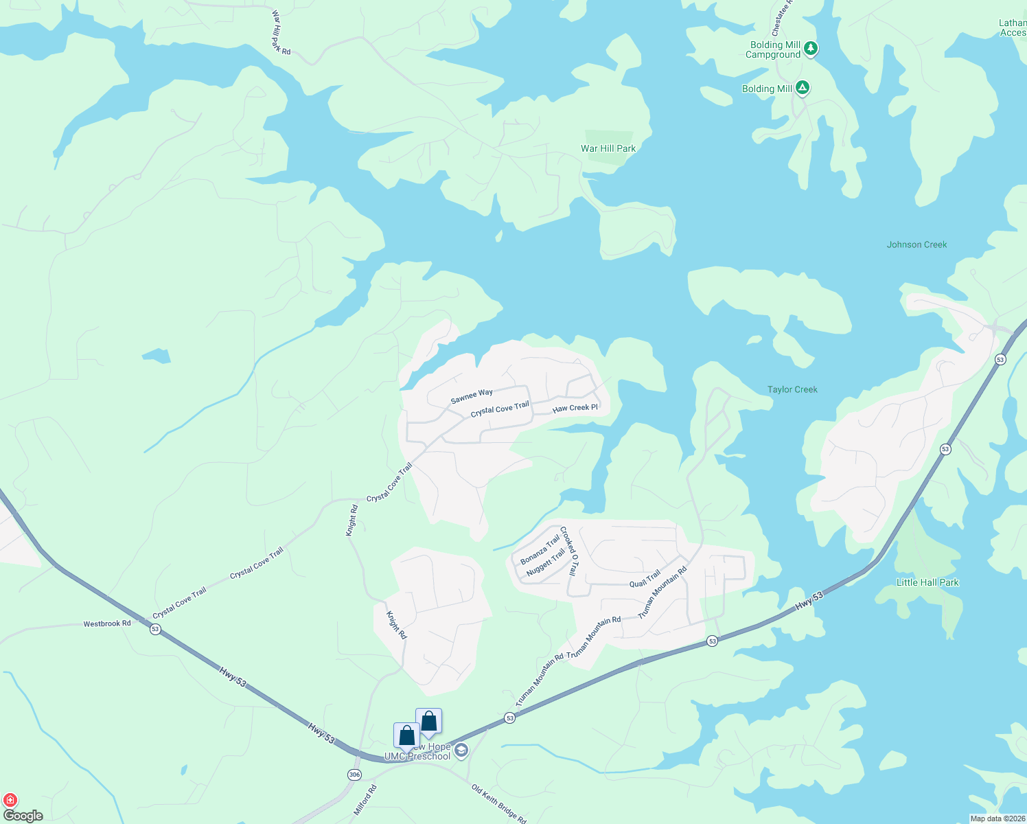map of restaurants, bars, coffee shops, grocery stores, and more near 6630 Crystal Cove Trail in Gainesville