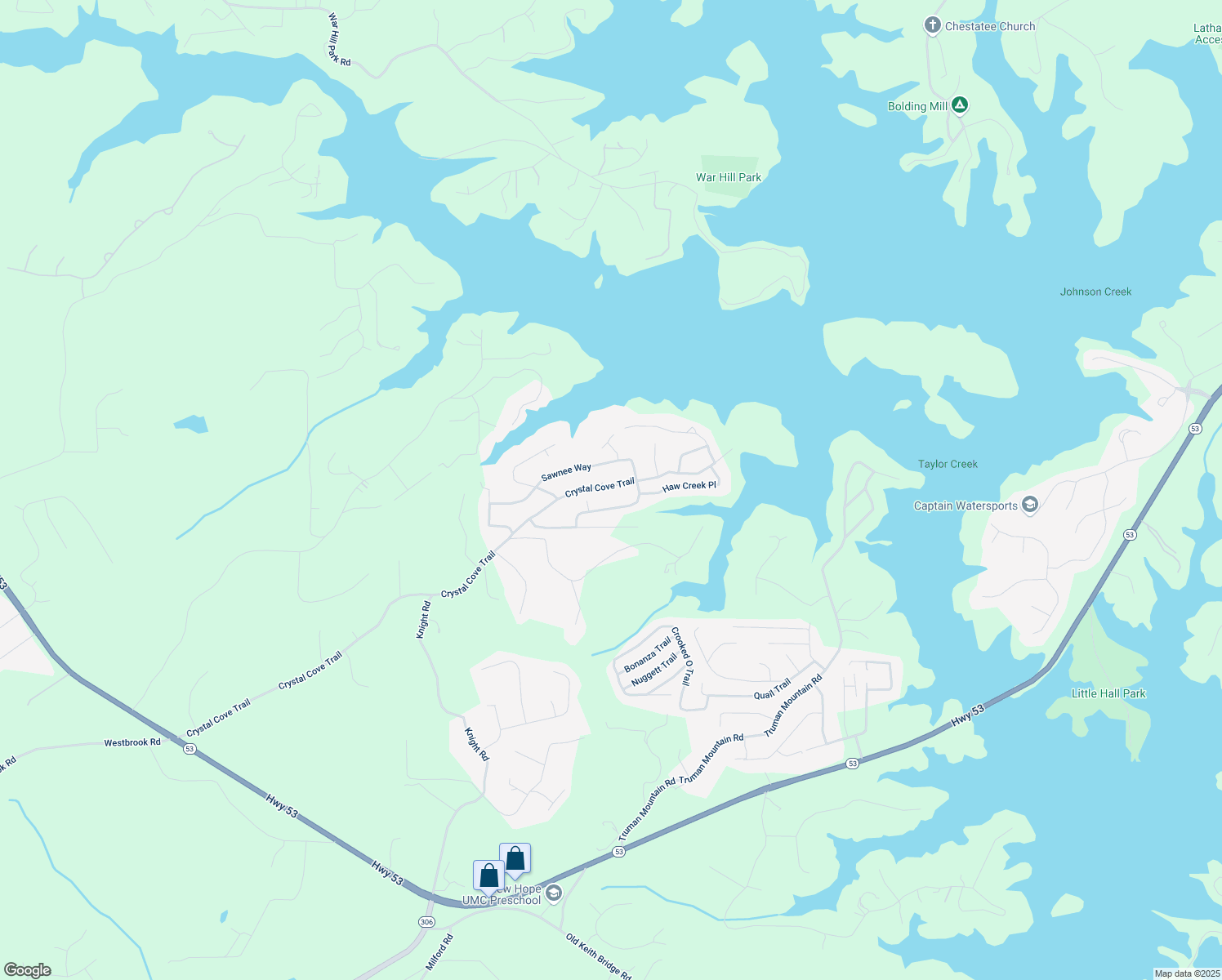 map of restaurants, bars, coffee shops, grocery stores, and more near 6630 Crystal Cove Trail in Gainesville