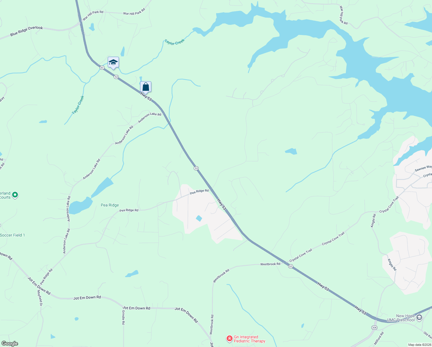 map of restaurants, bars, coffee shops, grocery stores, and more near 6157 Nix Road in Dawsonville