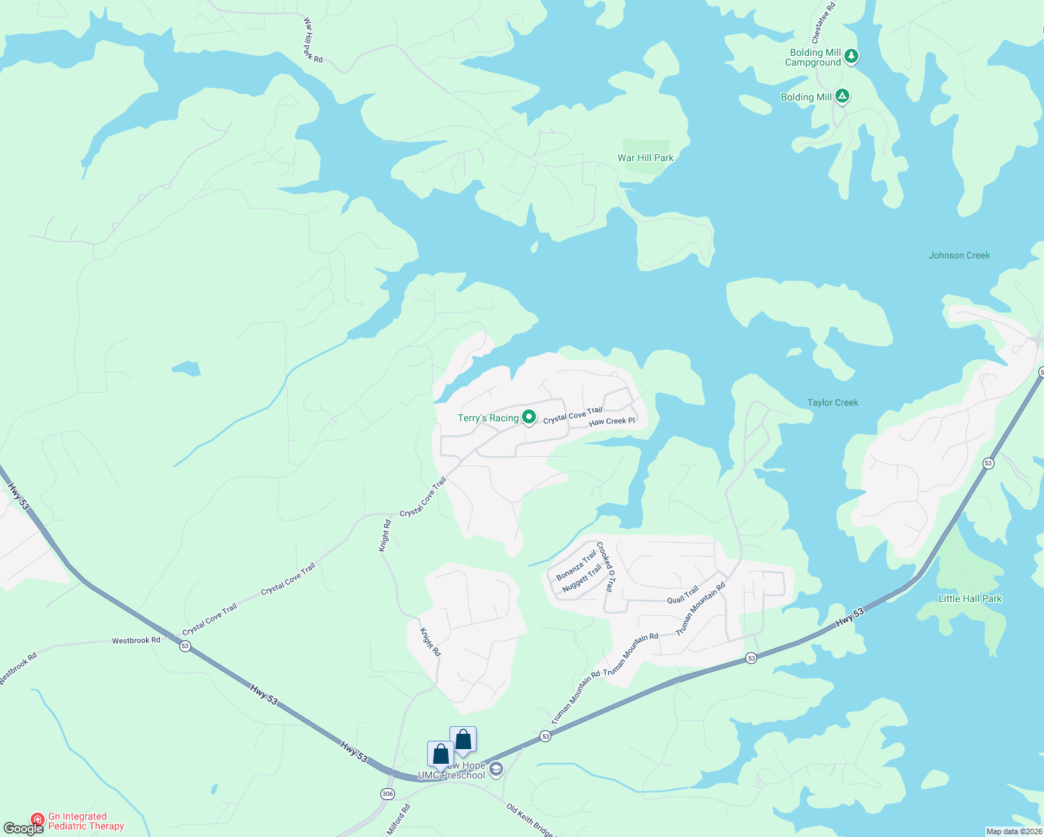 map of restaurants, bars, coffee shops, grocery stores, and more near 6565 Crystal Cove Trail in Gainesville