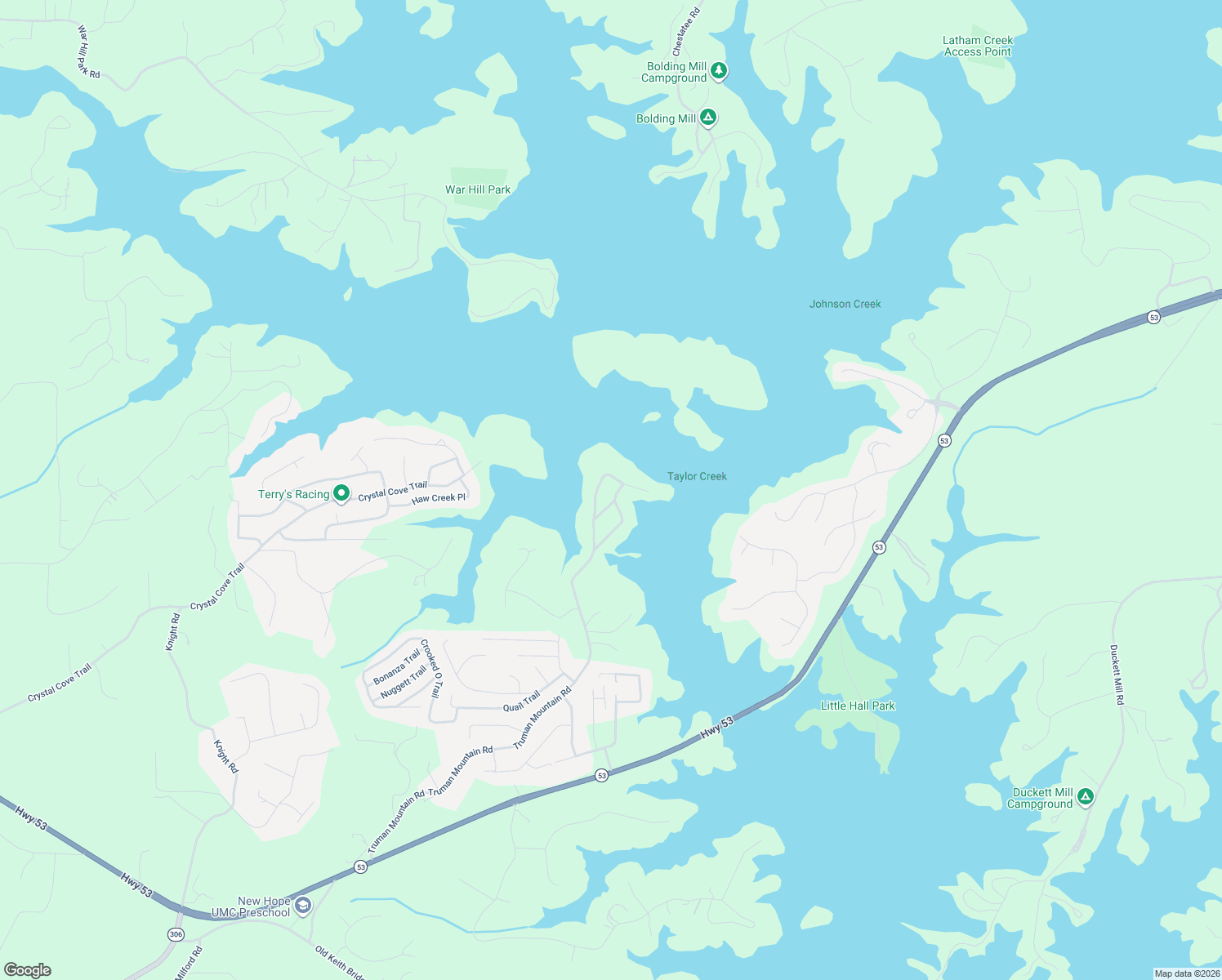 map of restaurants, bars, coffee shops, grocery stores, and more near 5735 Truman Lane in Gainesville