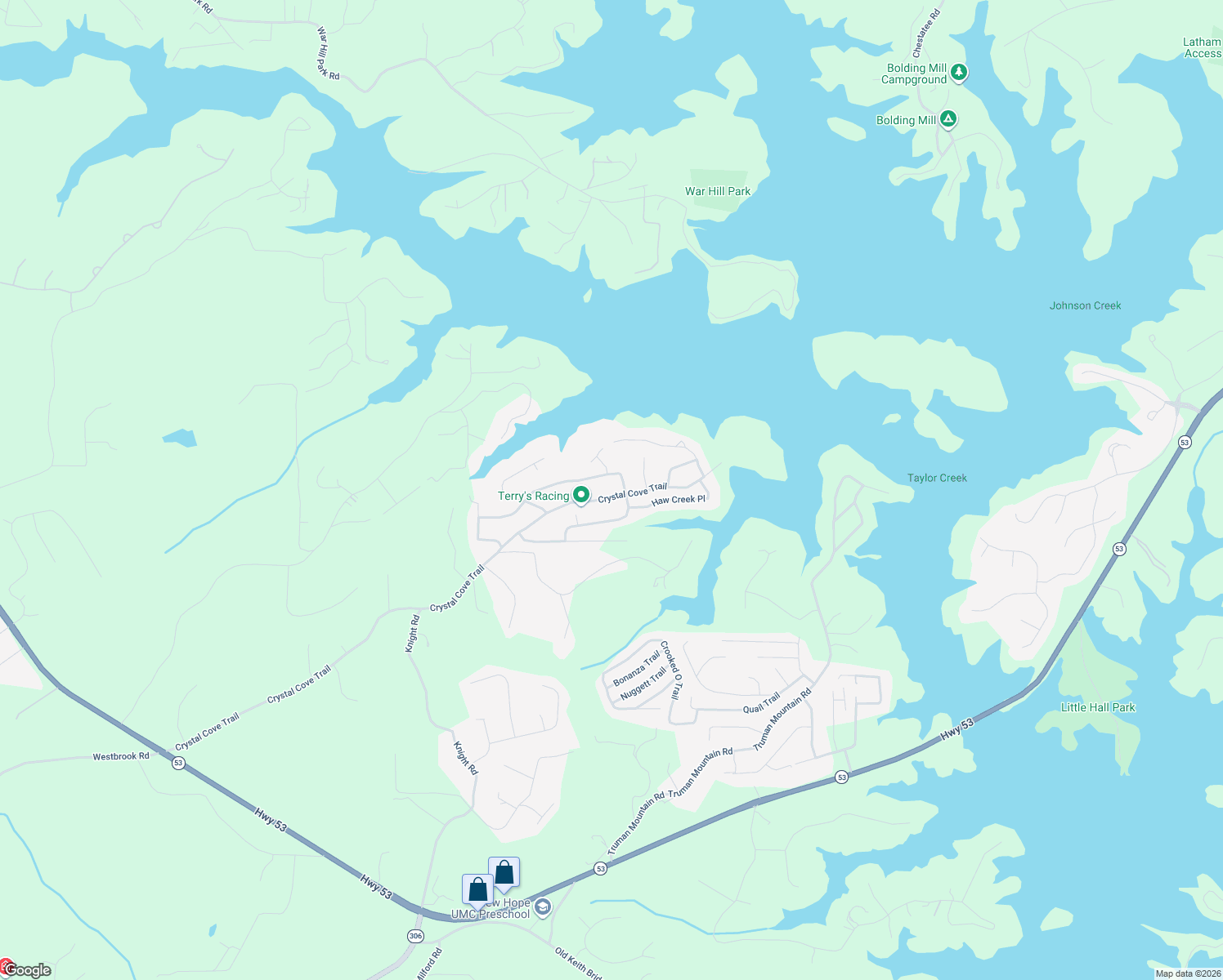 map of restaurants, bars, coffee shops, grocery stores, and more near 6840 Sawnee Way in Gainesville