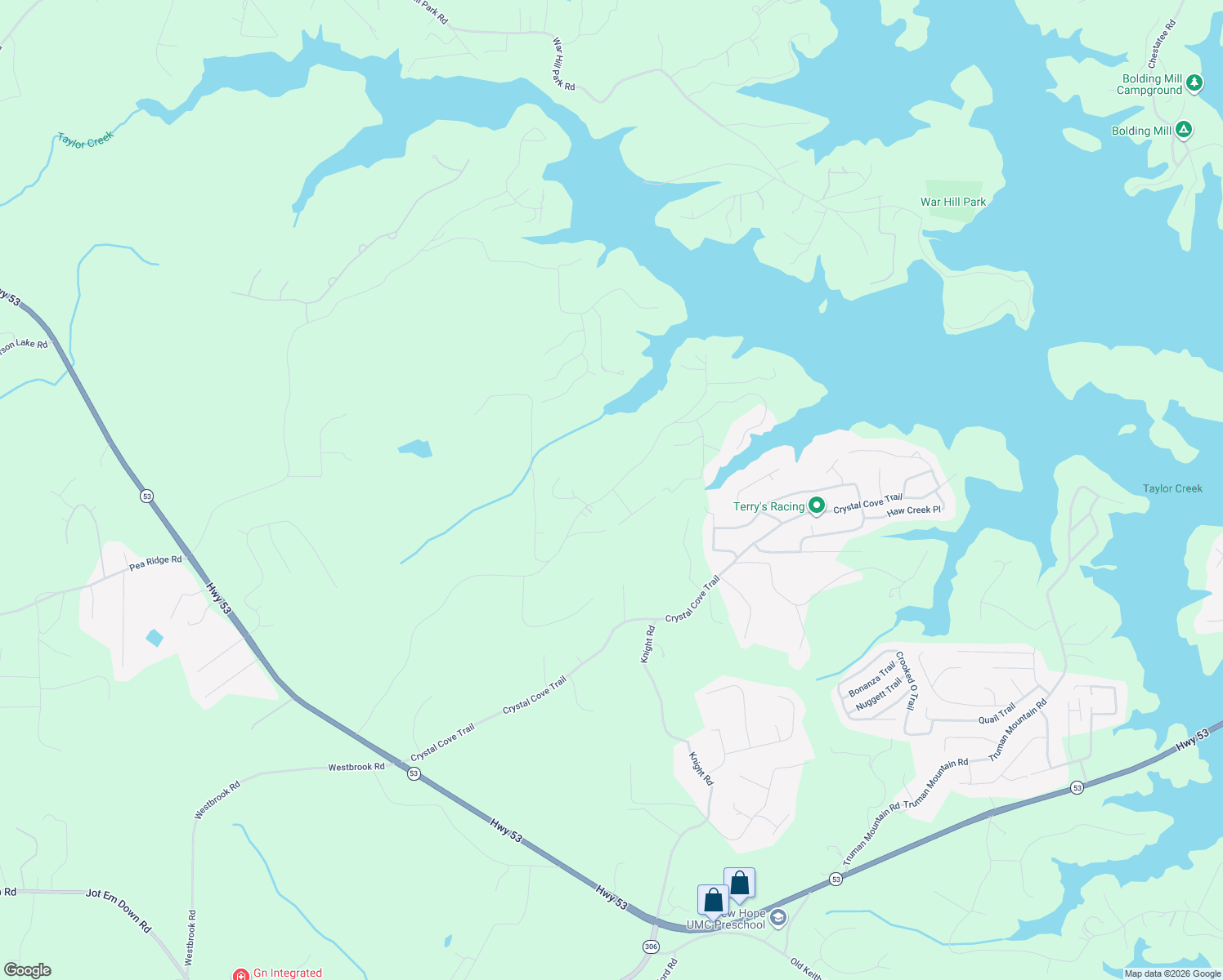 map of restaurants, bars, coffee shops, grocery stores, and more near 6515 Julian Rd in Gainesville