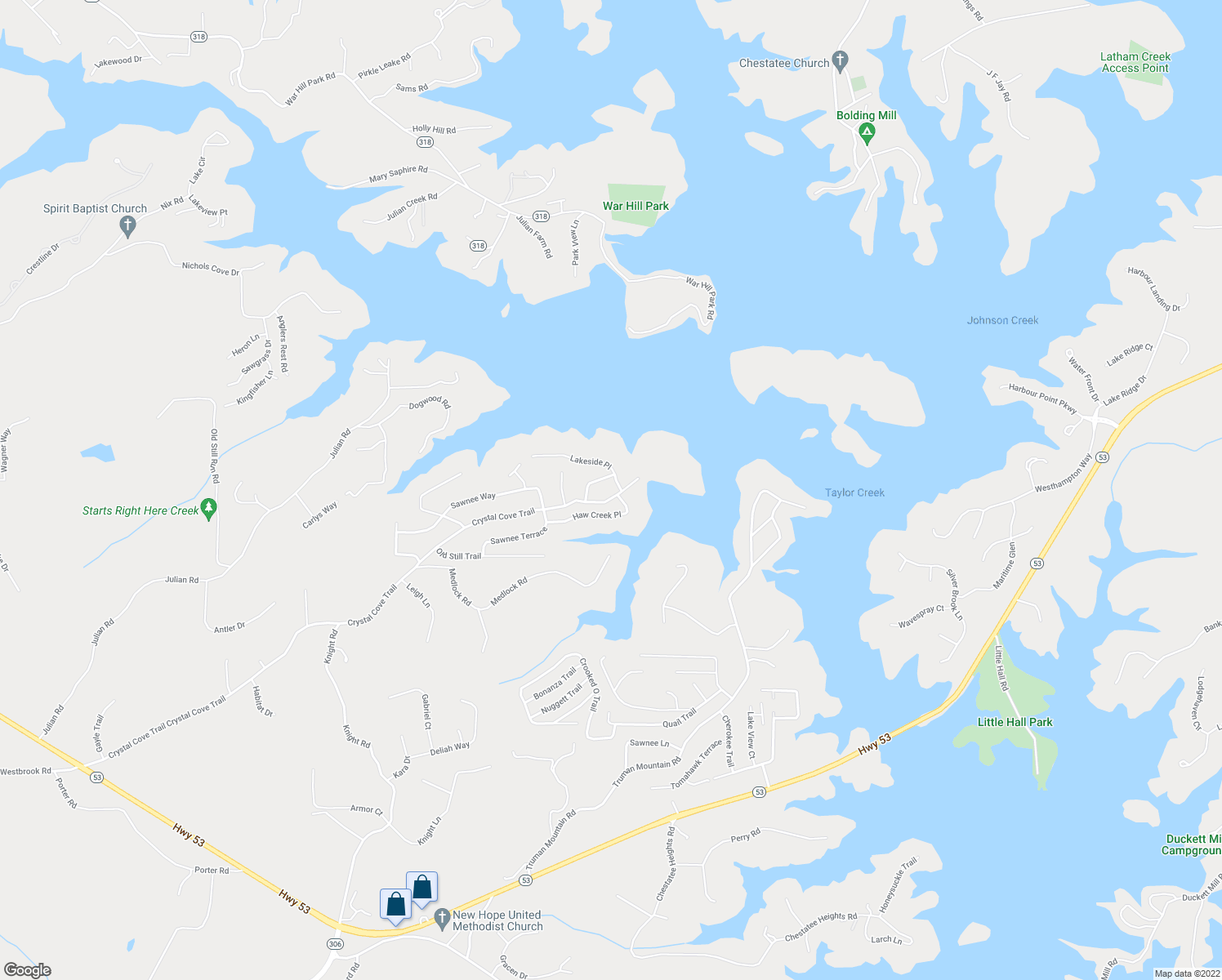 map of restaurants, bars, coffee shops, grocery stores, and more near 6985 Crystal Cove Trail in Gainesville