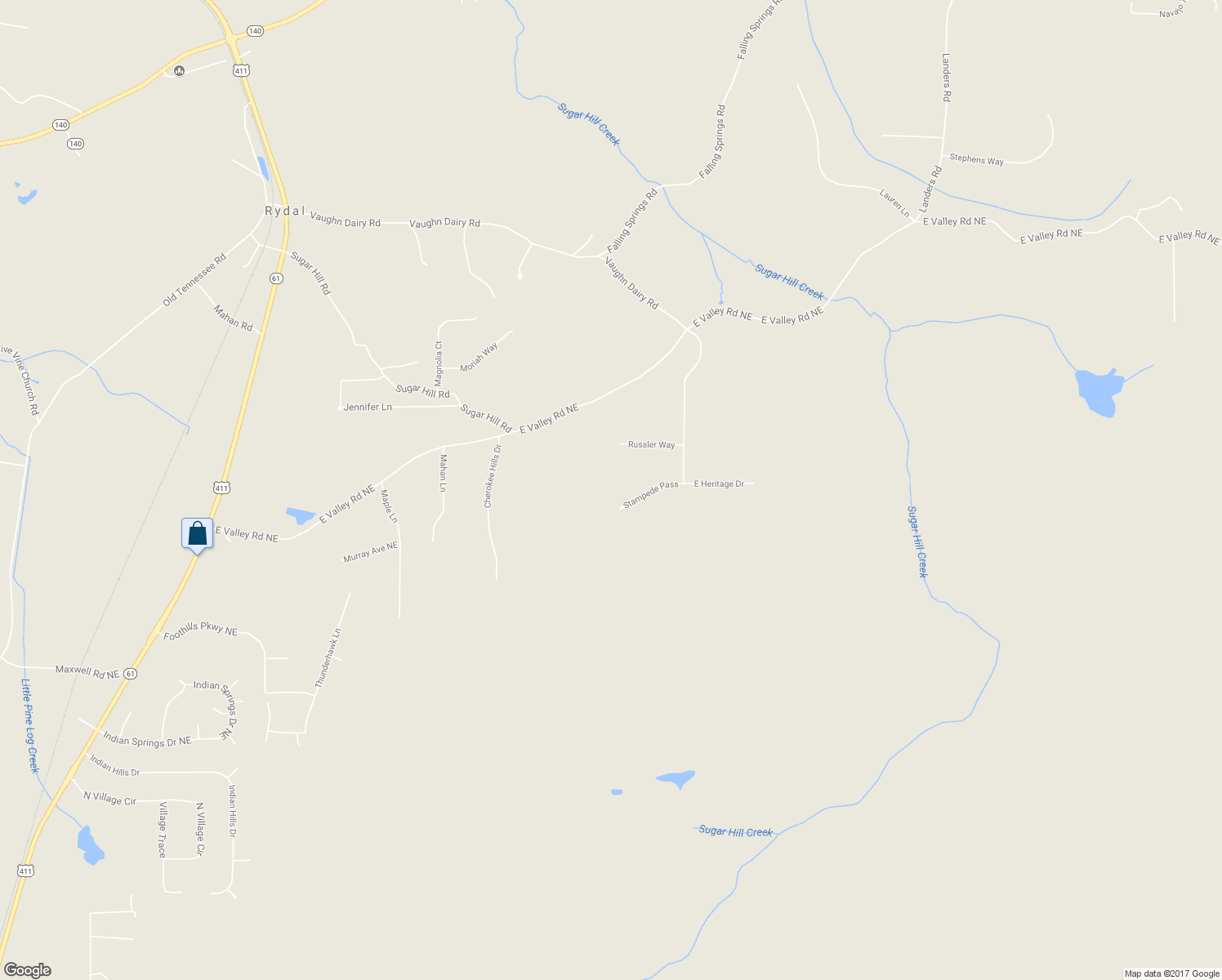 map of restaurants, bars, coffee shops, grocery stores, and more near 18 Stampede Pass in Rydal