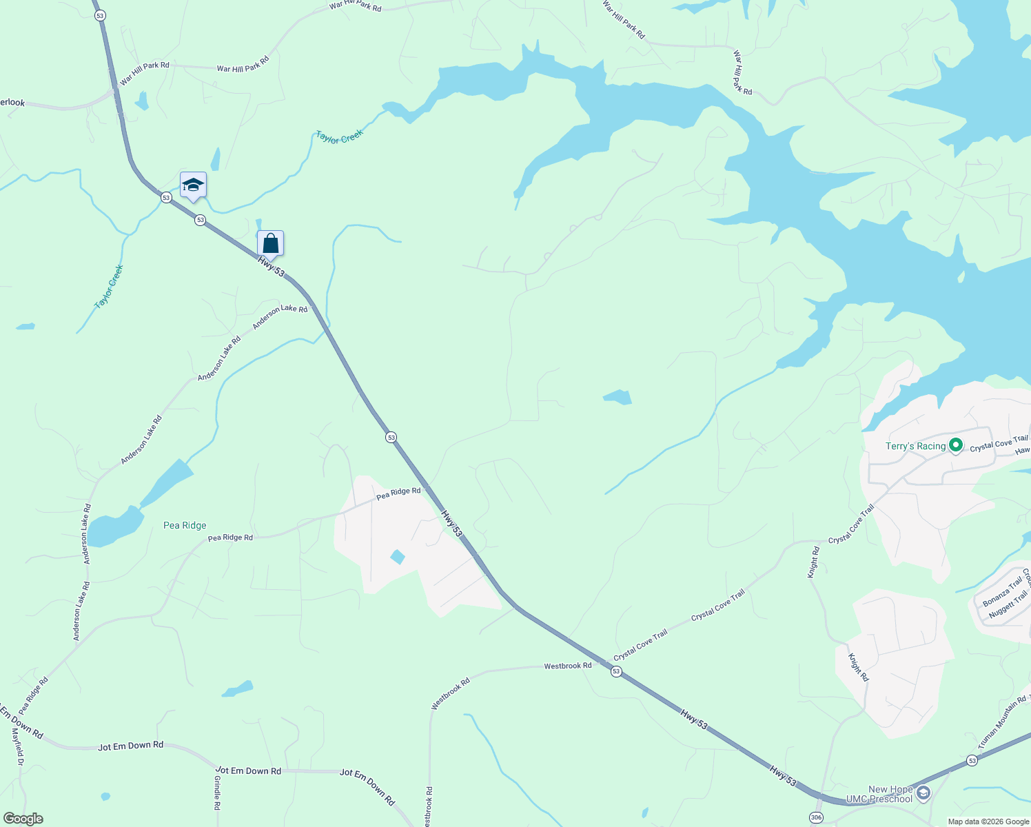 map of restaurants, bars, coffee shops, grocery stores, and more near 6320 Nix Road in Dawsonville