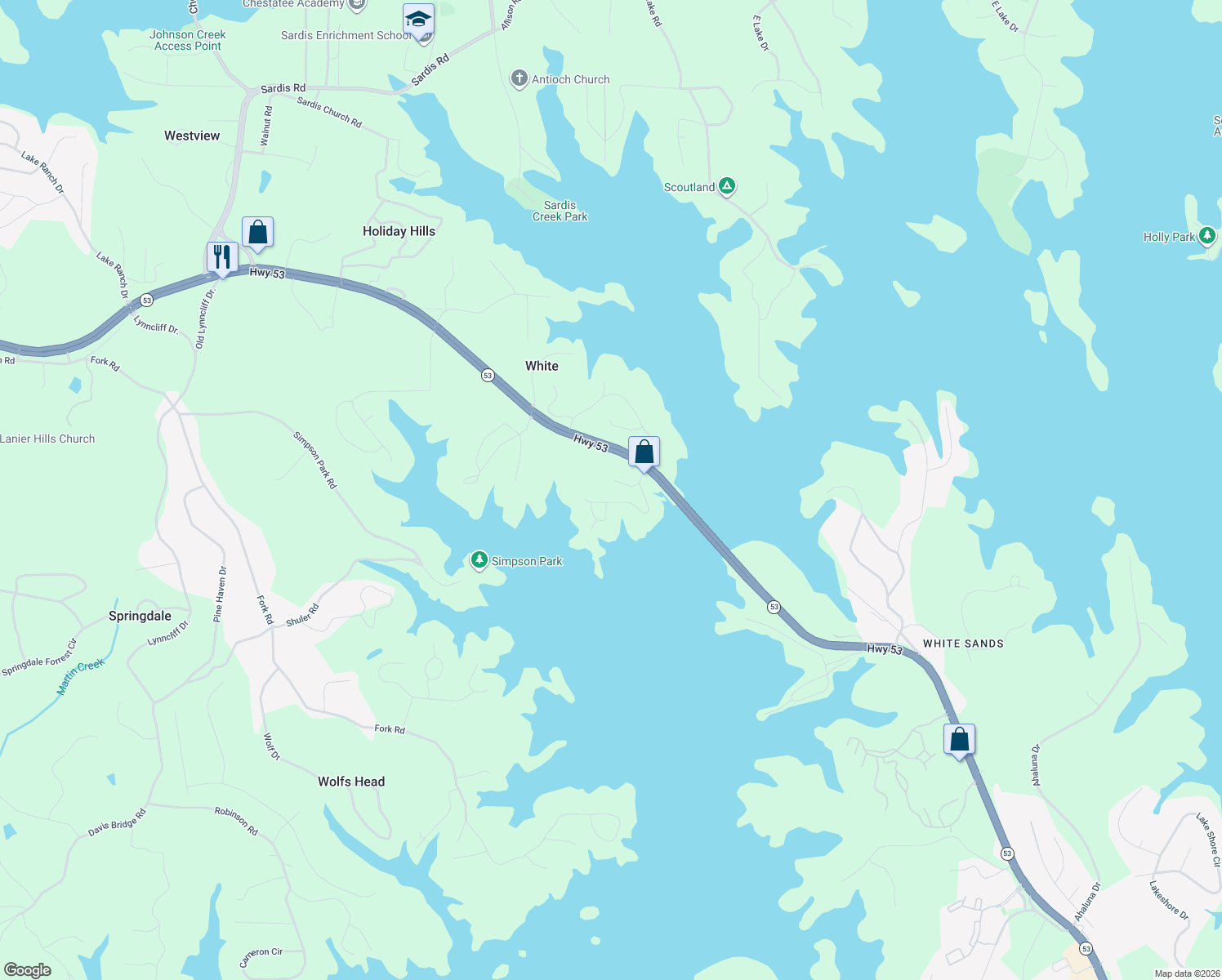 map of restaurants, bars, coffee shops, grocery stores, and more near 2219 Papp Drive in Gainesville