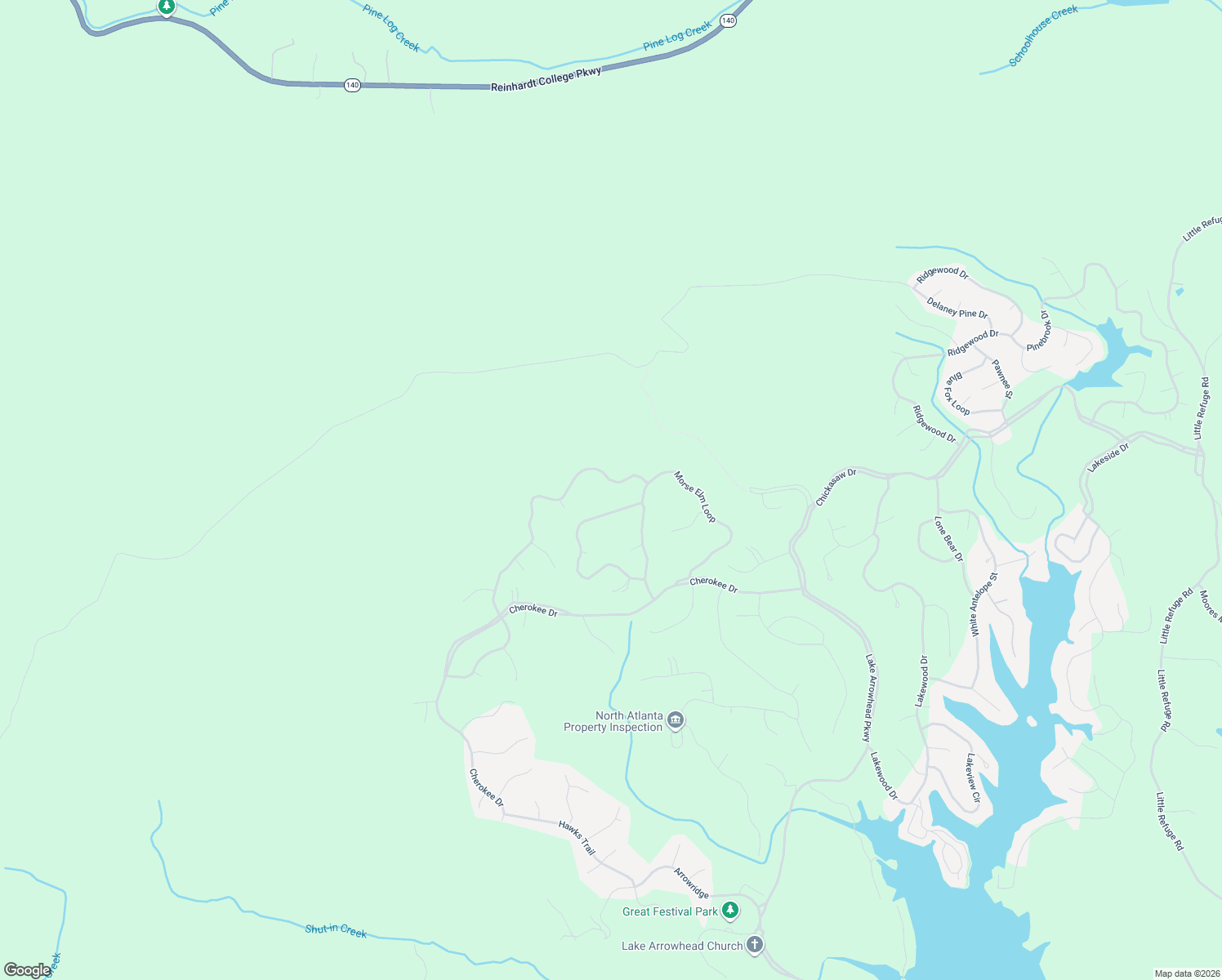 map of restaurants, bars, coffee shops, grocery stores, and more near 113 Indian Oak Drive in Waleska
