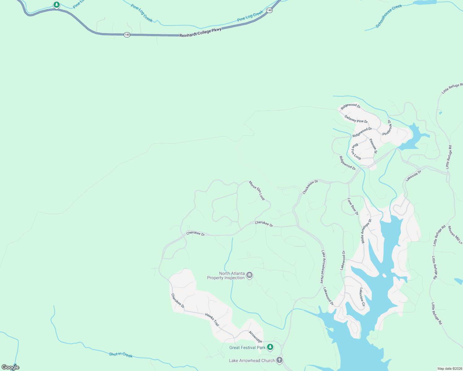 map of restaurants, bars, coffee shops, grocery stores, and more near 113 Indian Oak Drive in Waleska