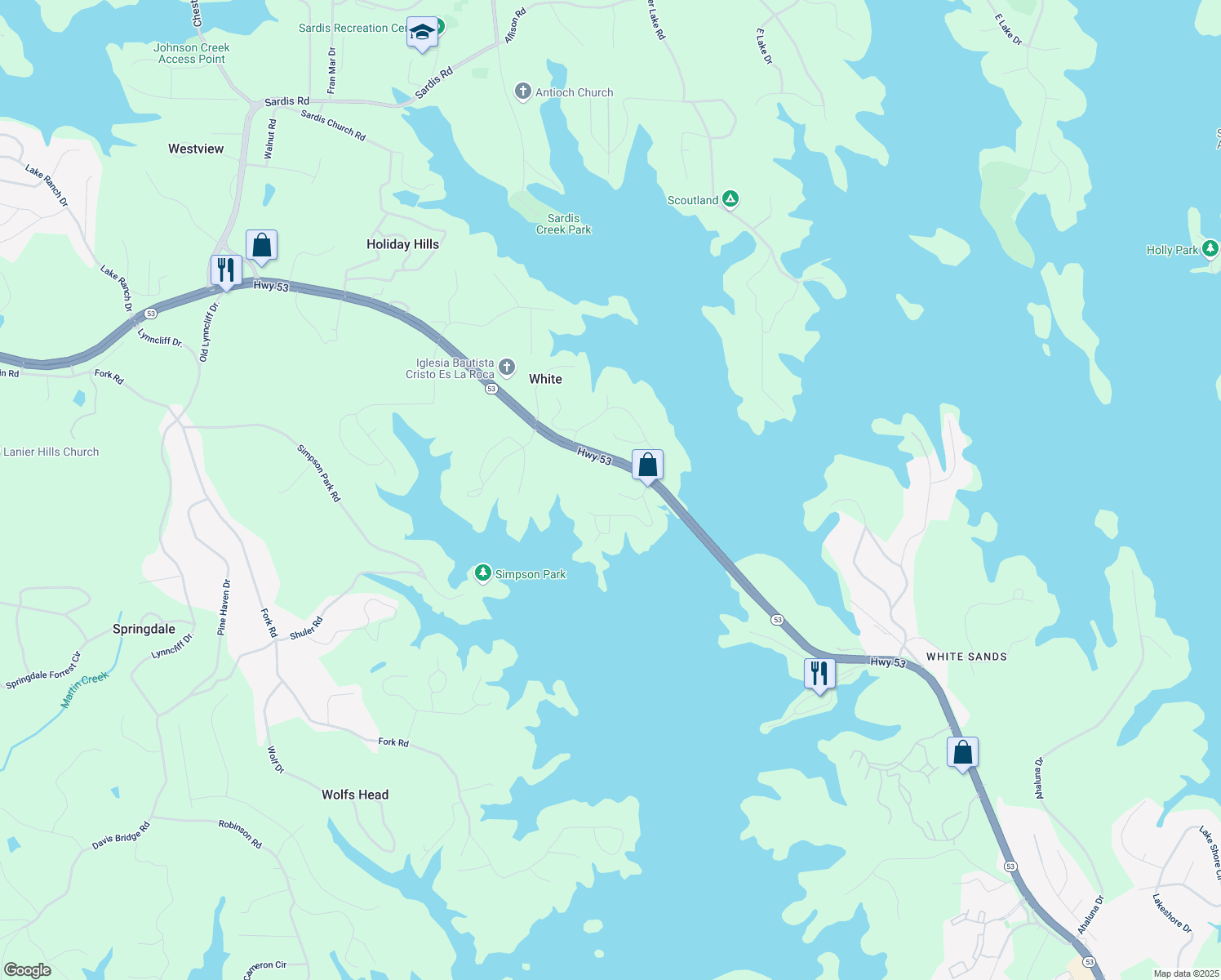 map of restaurants, bars, coffee shops, grocery stores, and more near 2227 Papp Drive in Gainesville