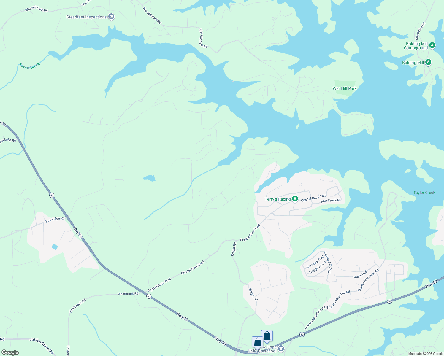 map of restaurants, bars, coffee shops, grocery stores, and more near 6303 Julian Road in Gainesville