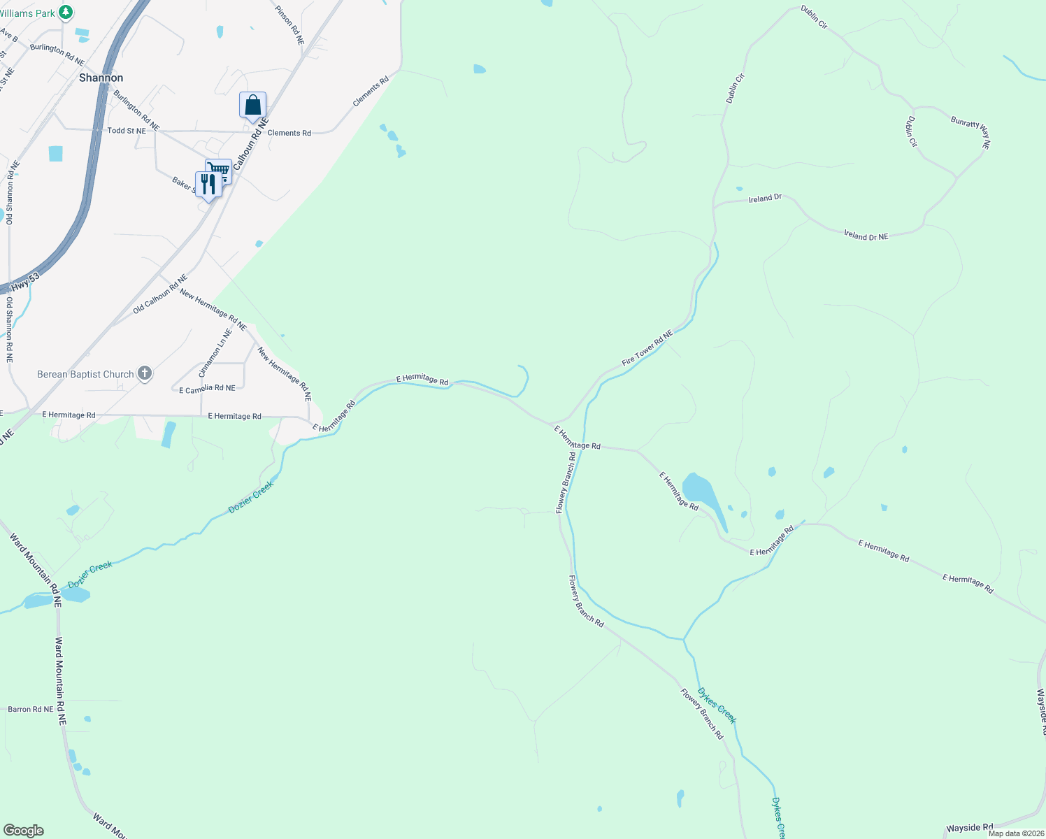 map of restaurants, bars, coffee shops, grocery stores, and more near 1820 East Hermitage Road in Rome