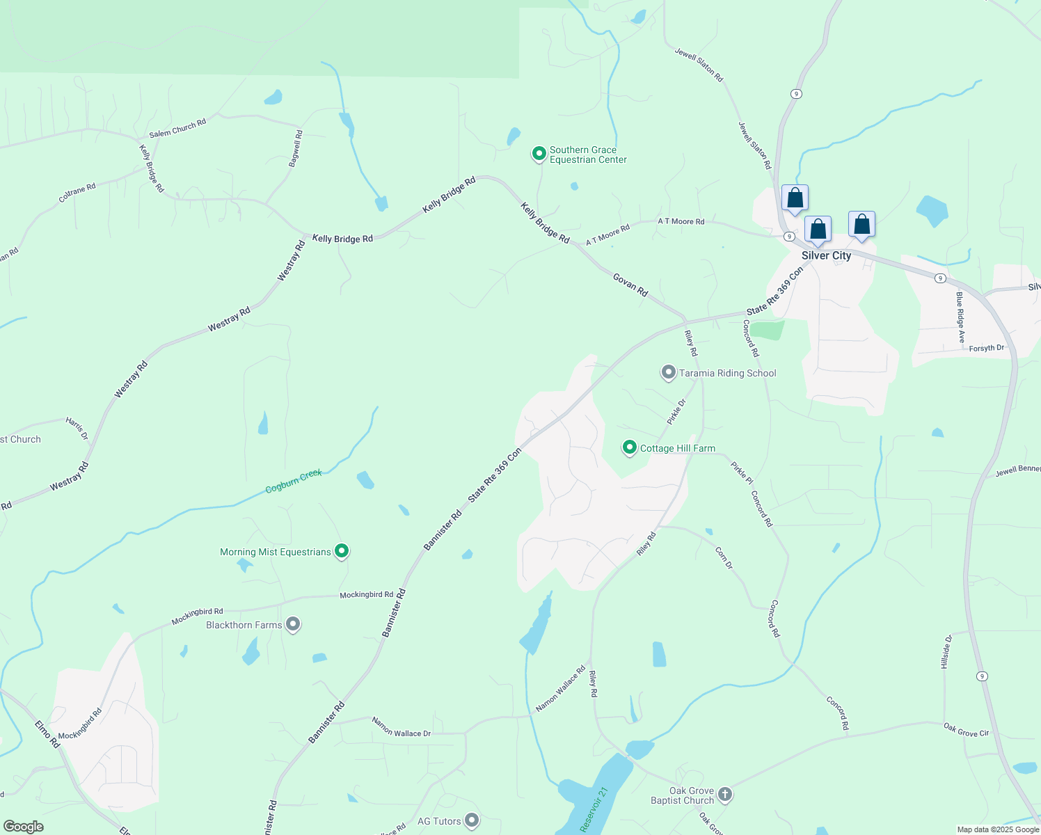 map of restaurants, bars, coffee shops, grocery stores, and more near 6775 Bannister Road in Cumming