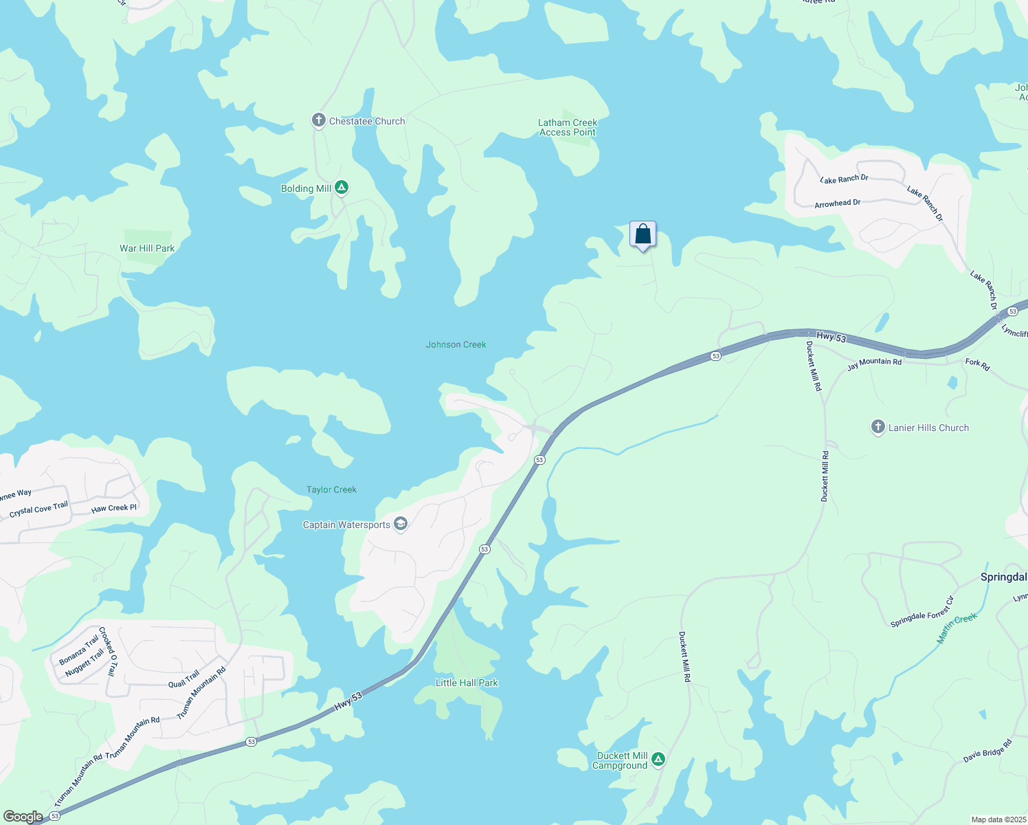 map of restaurants, bars, coffee shops, grocery stores, and more near 3334 Harbour Point Parkway in Gainesville