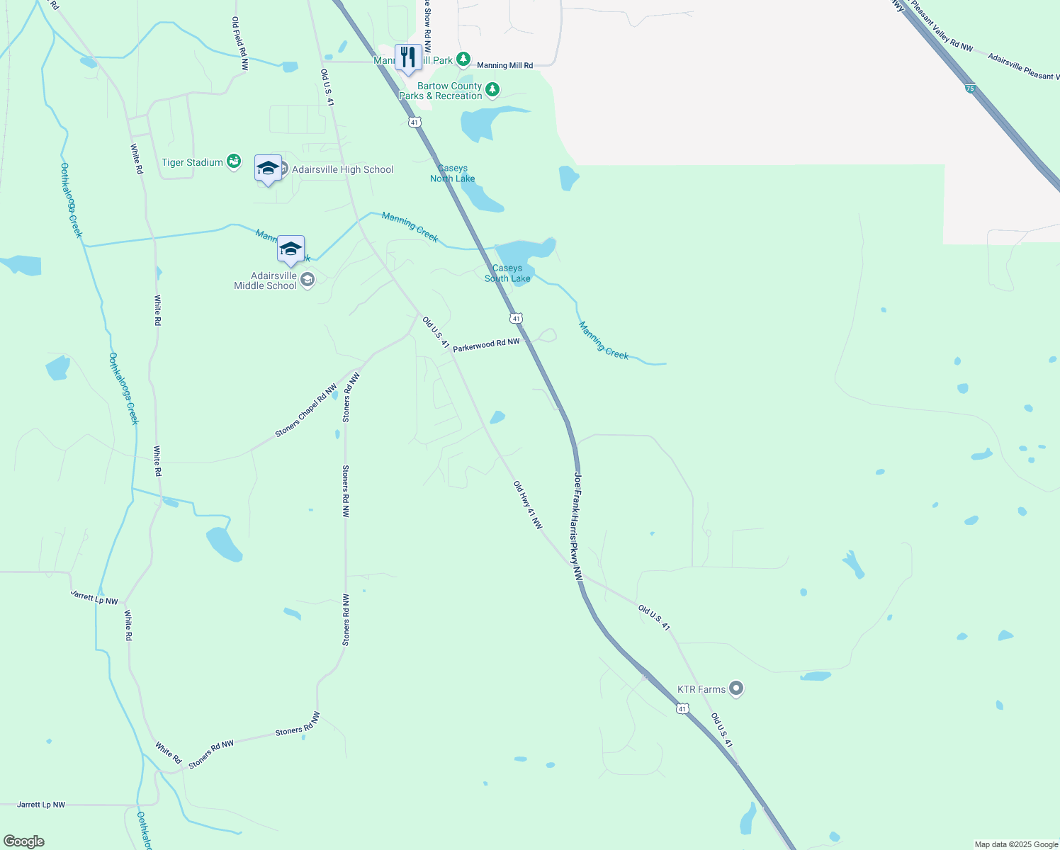 map of restaurants, bars, coffee shops, grocery stores, and more near 226 Old Dixie Highway Northwest in Adairsville