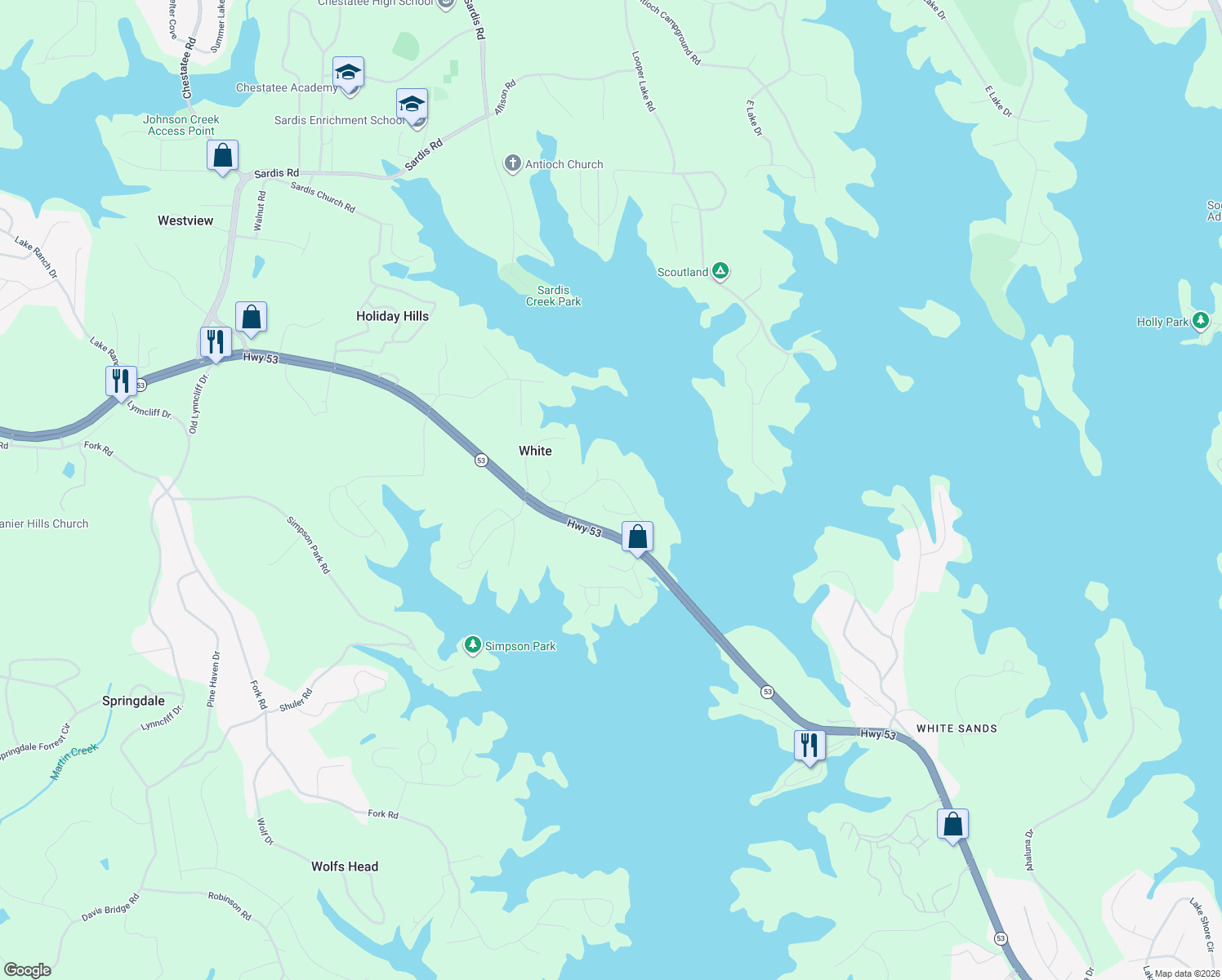 map of restaurants, bars, coffee shops, grocery stores, and more near 2222 Sidney Drive in Gainesville