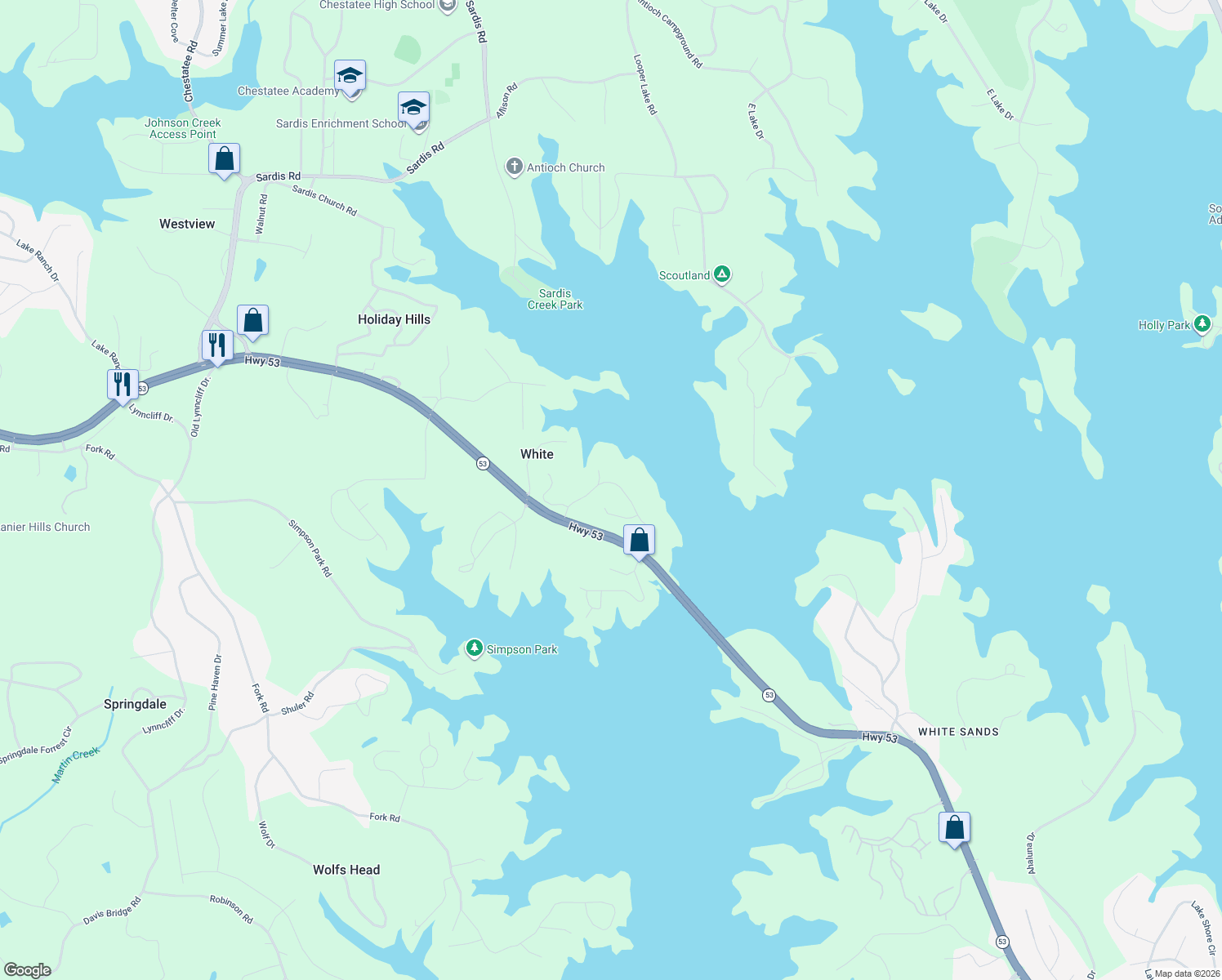 map of restaurants, bars, coffee shops, grocery stores, and more near 2222 Sidney Drive in Gainesville