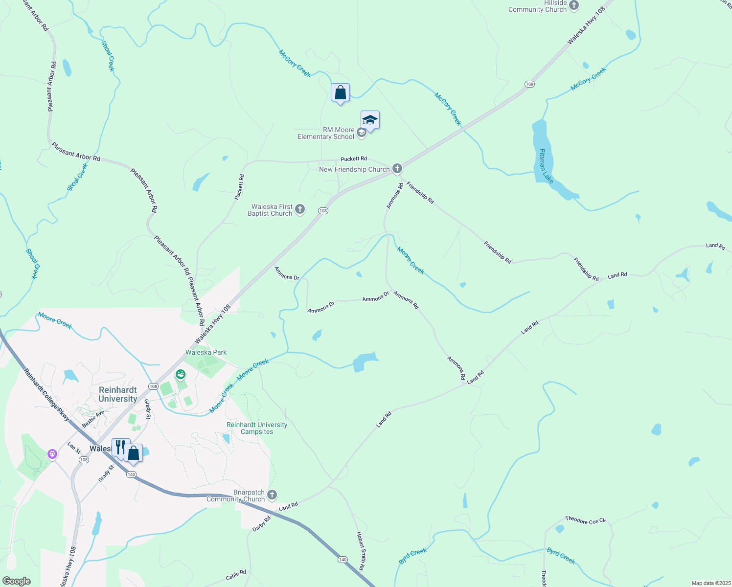 map of restaurants, bars, coffee shops, grocery stores, and more near 811 Ammons Drive in Waleska