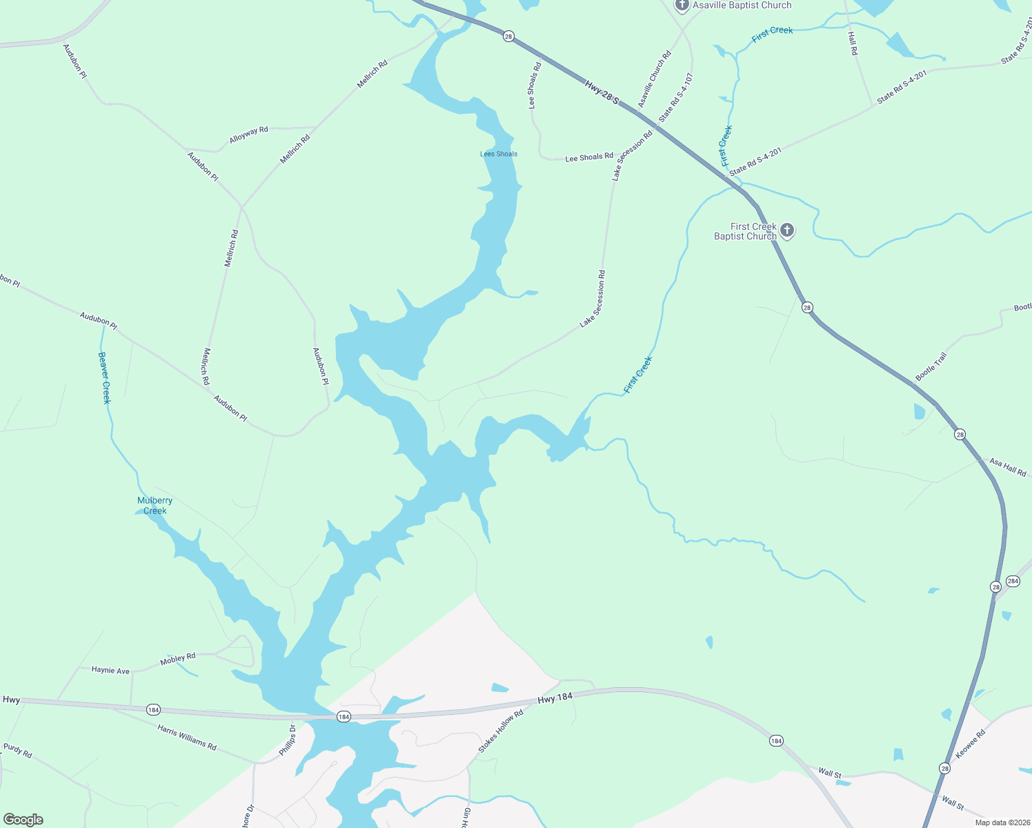 map of restaurants, bars, coffee shops, grocery stores, and more near 146 Latham Drive in Anderson