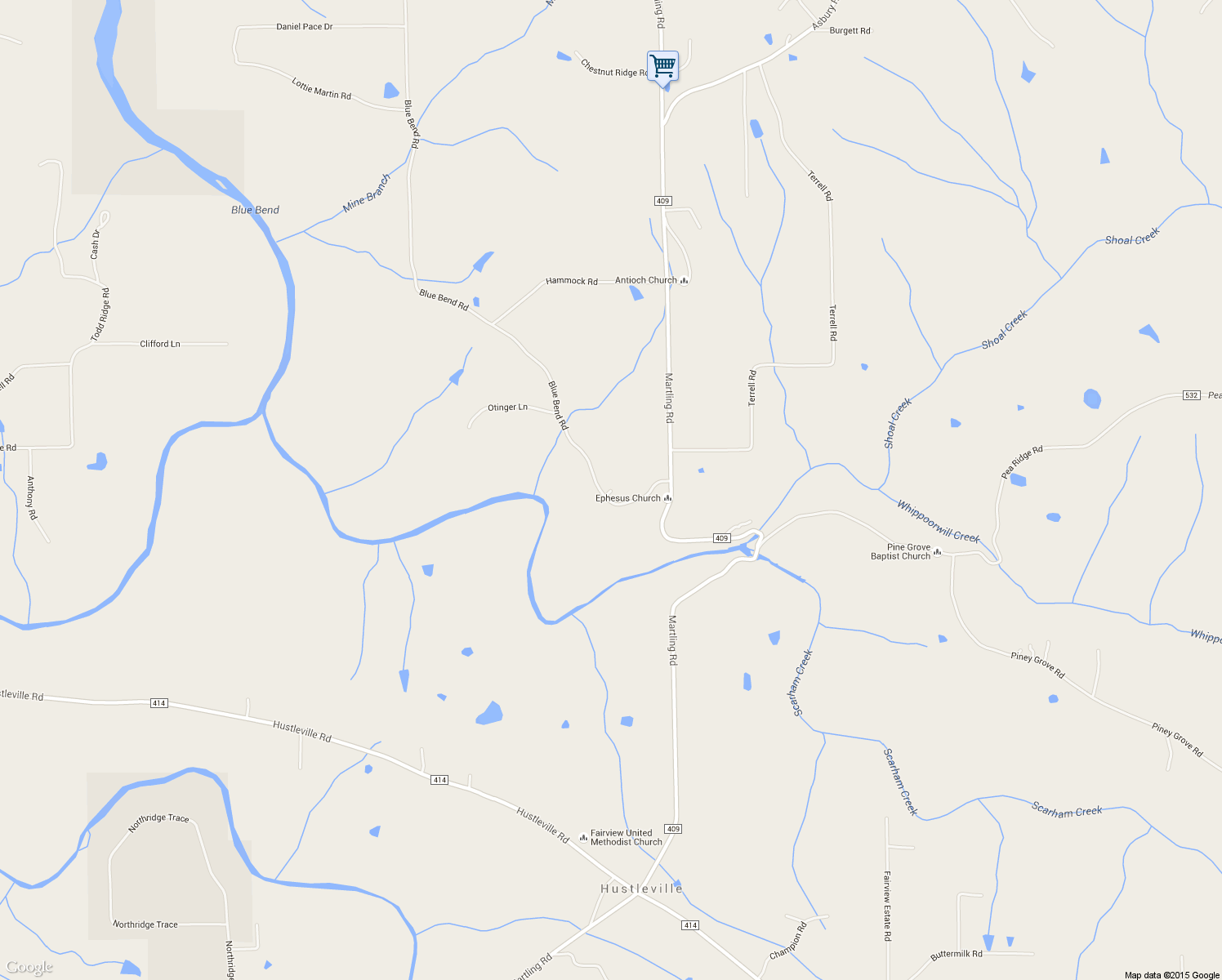 map of restaurants, bars, coffee shops, grocery stores, and more near 232 Blue Bend Road in Albertville