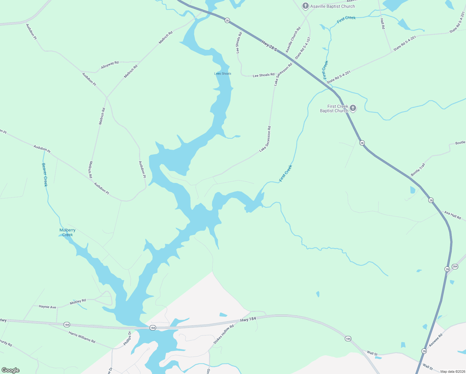 map of restaurants, bars, coffee shops, grocery stores, and more near 146 Latham Drive in Anderson