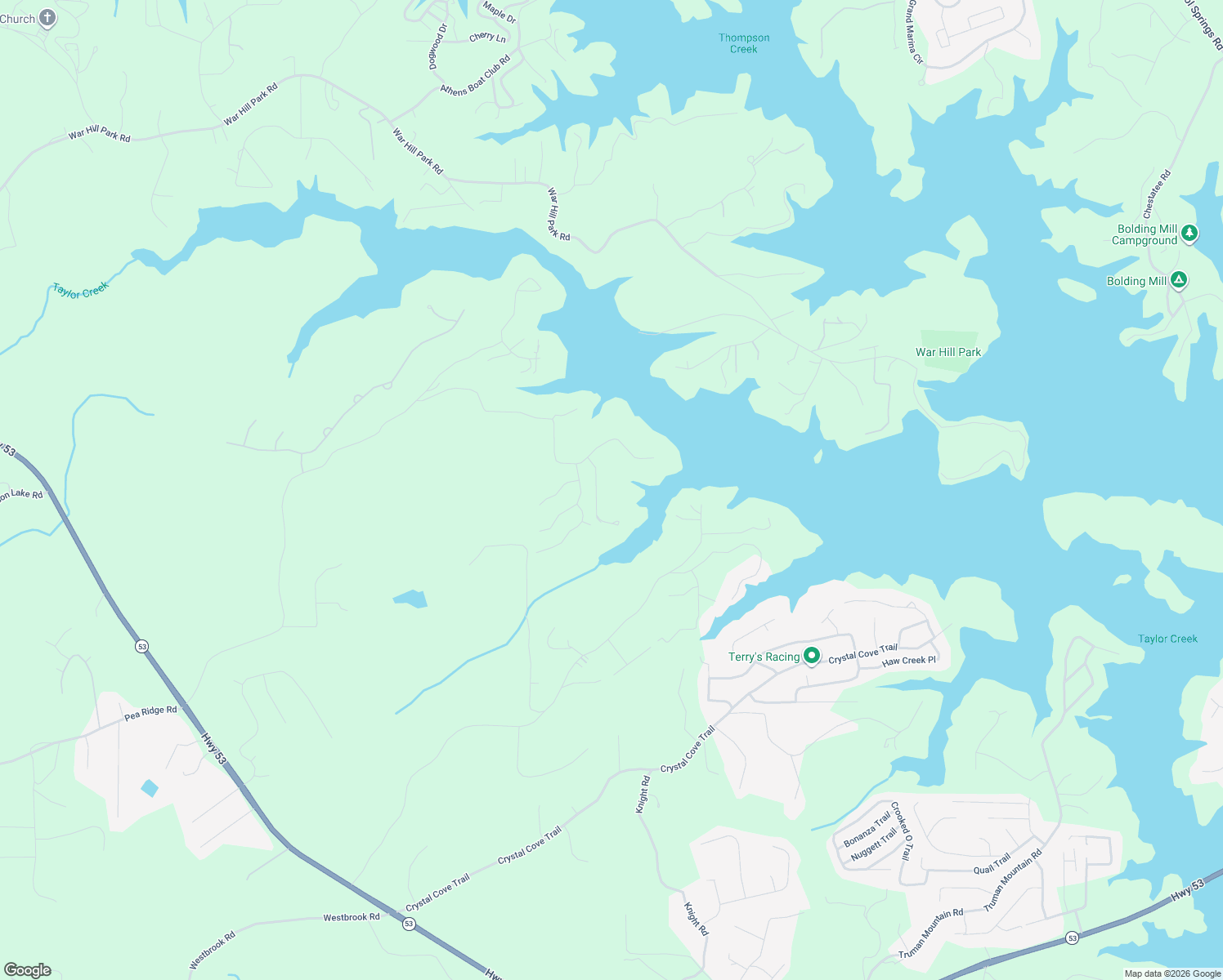 map of restaurants, bars, coffee shops, grocery stores, and more near 7265 Anglers Rest Rd in Dawsonville