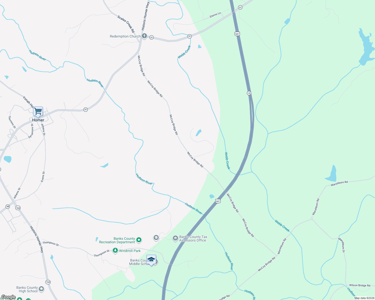 map of restaurants, bars, coffee shops, grocery stores, and more near 661 McCoy Bridge Road in Homer